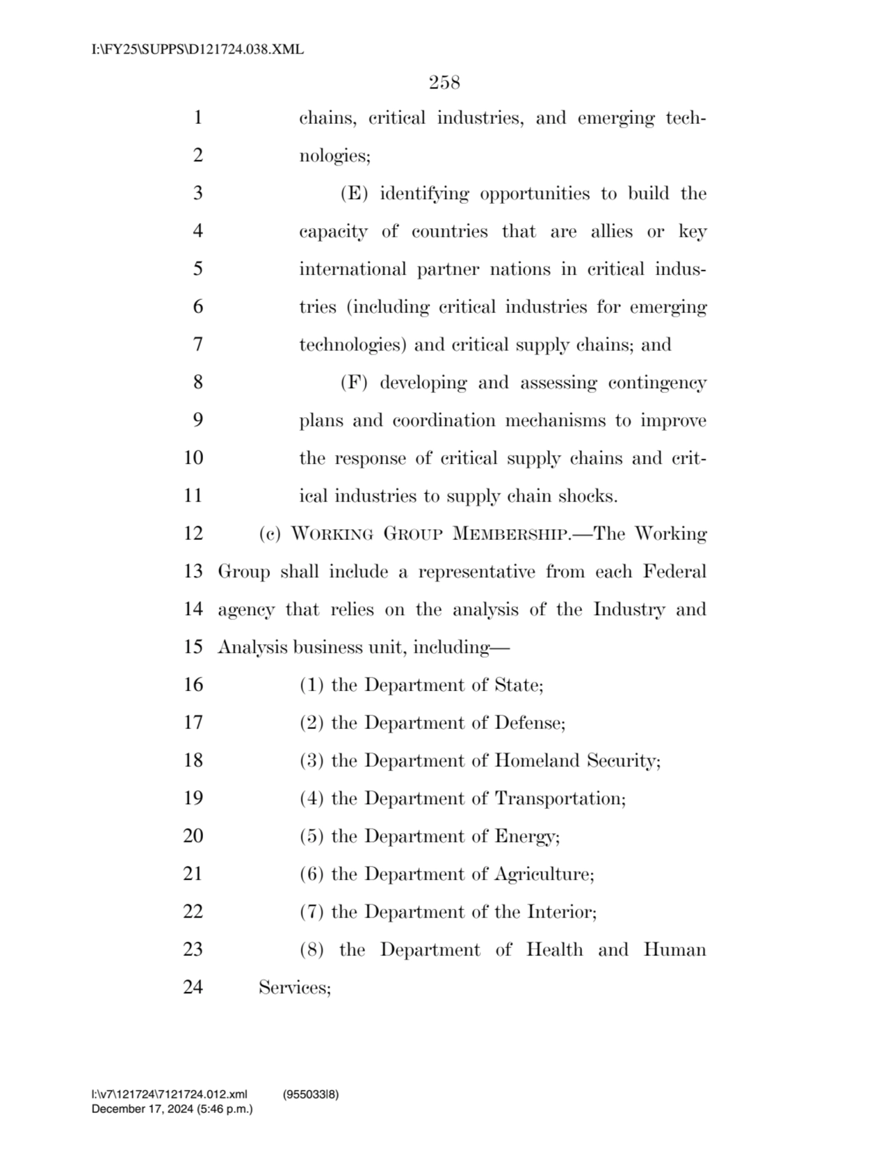 258 
1 chains, critical industries, and emerging tech2 nologies; 
3 (E) identifying opportunitie…