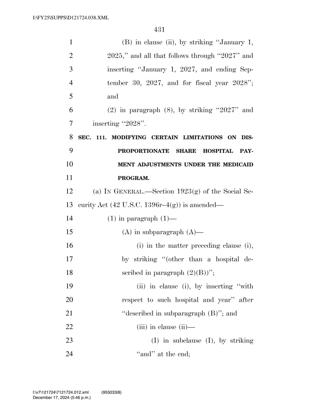 431 
1 (B) in clause (ii), by striking ‘‘January 1, 
2 2025,’’ and all that follows through ‘‘202…