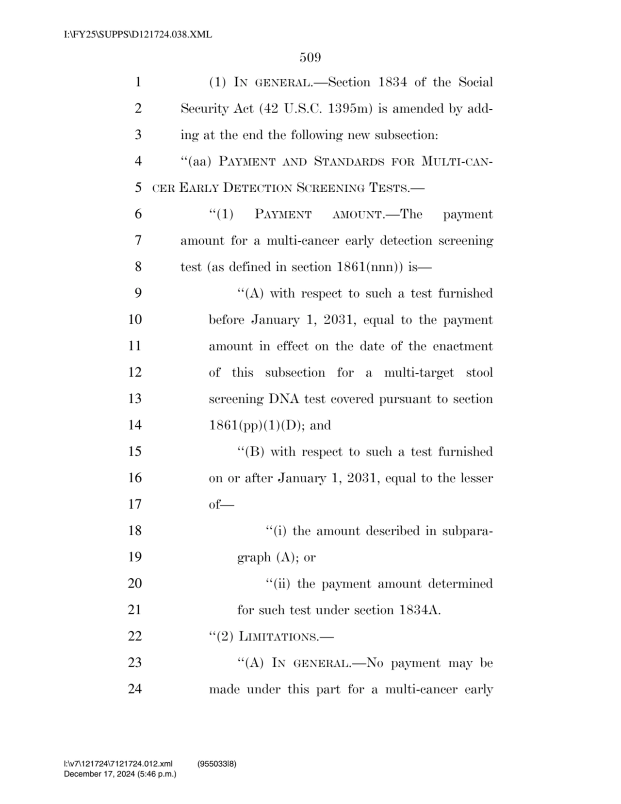 509 
1 (1) IN GENERAL.—Section 1834 of the Social 
2 Security Act (42 U.S.C. 1395m) is amended by…