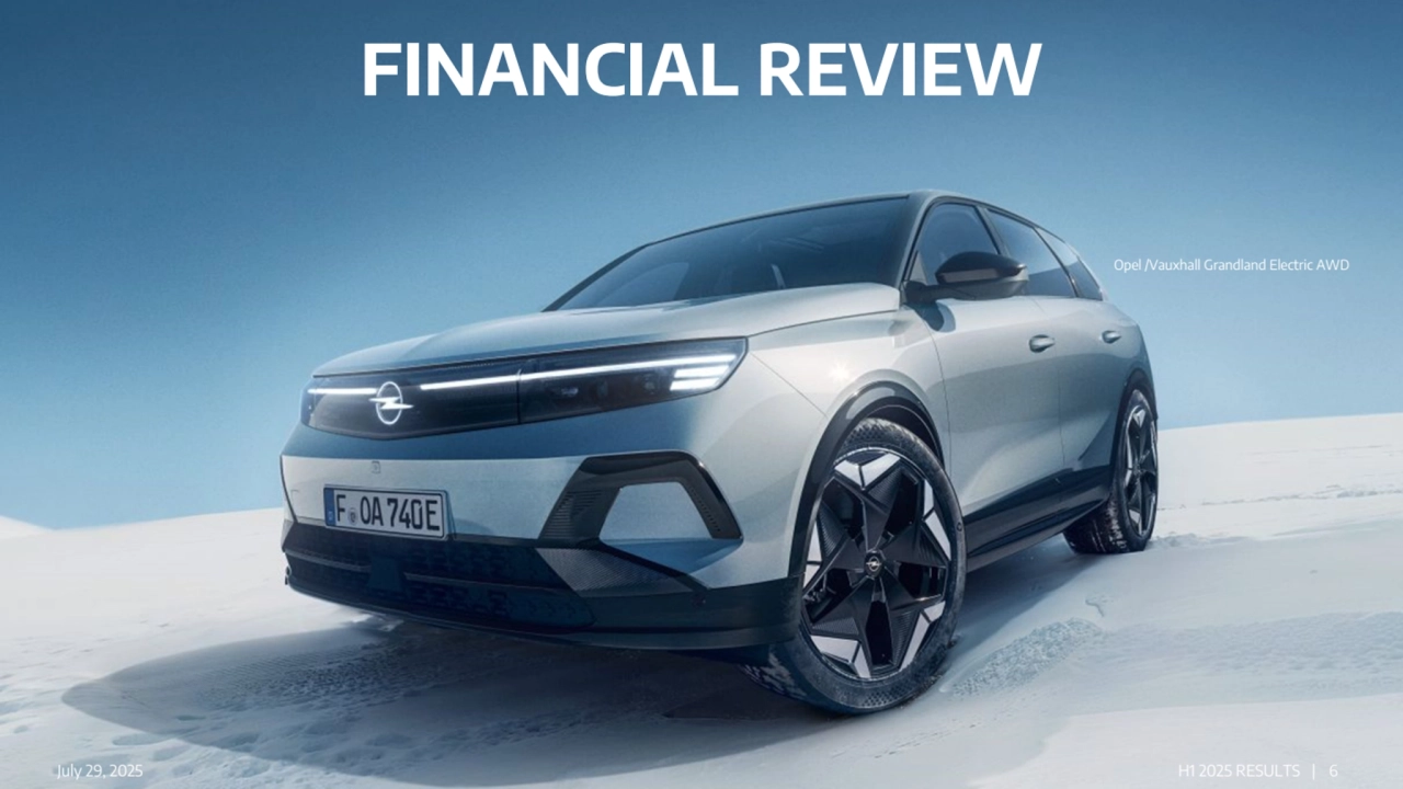 Opel /Vauxhall Grandland Electric AWD
July 29, 2025 H1 2025 RESULTS | 6
FINANCIAL REVIEW
