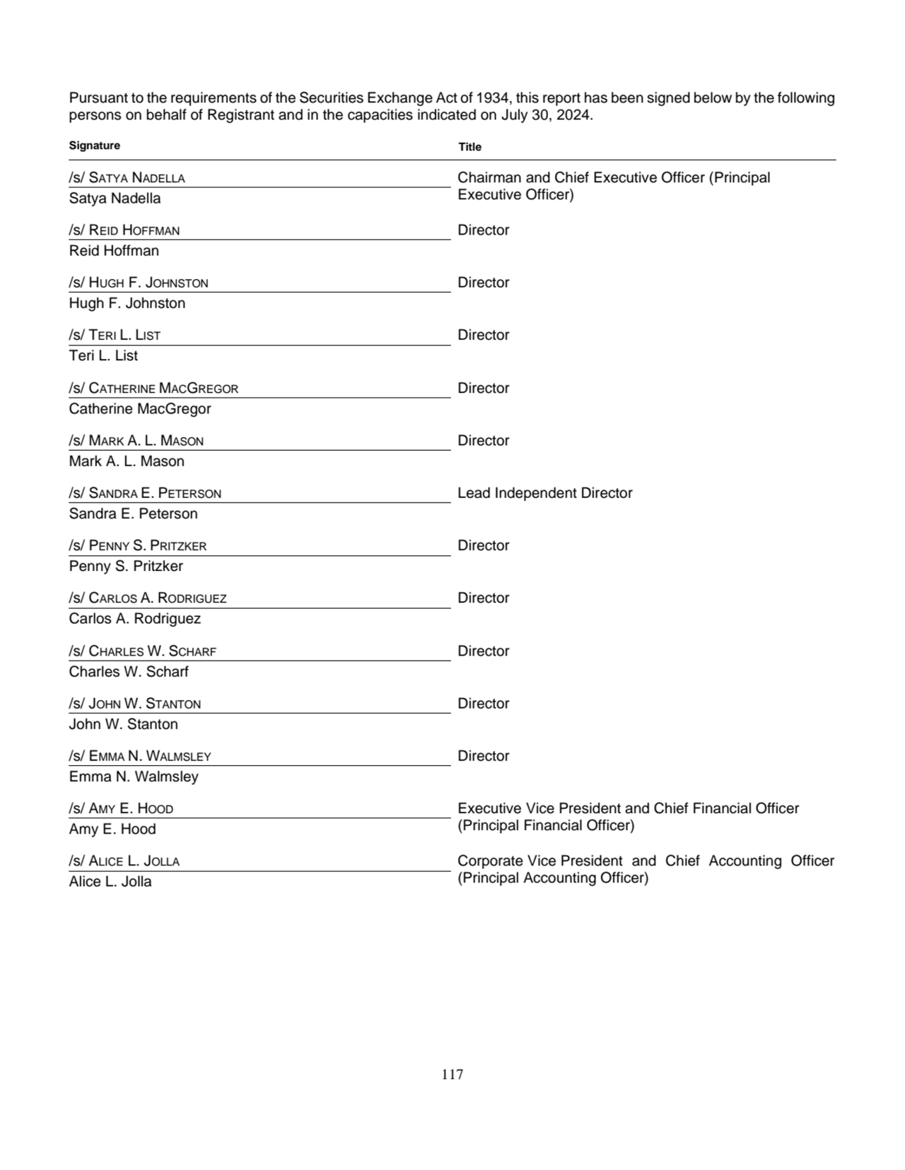 117
Pursuant to the requirements of the Securities Exchange Act of 1934, this report has been sign…