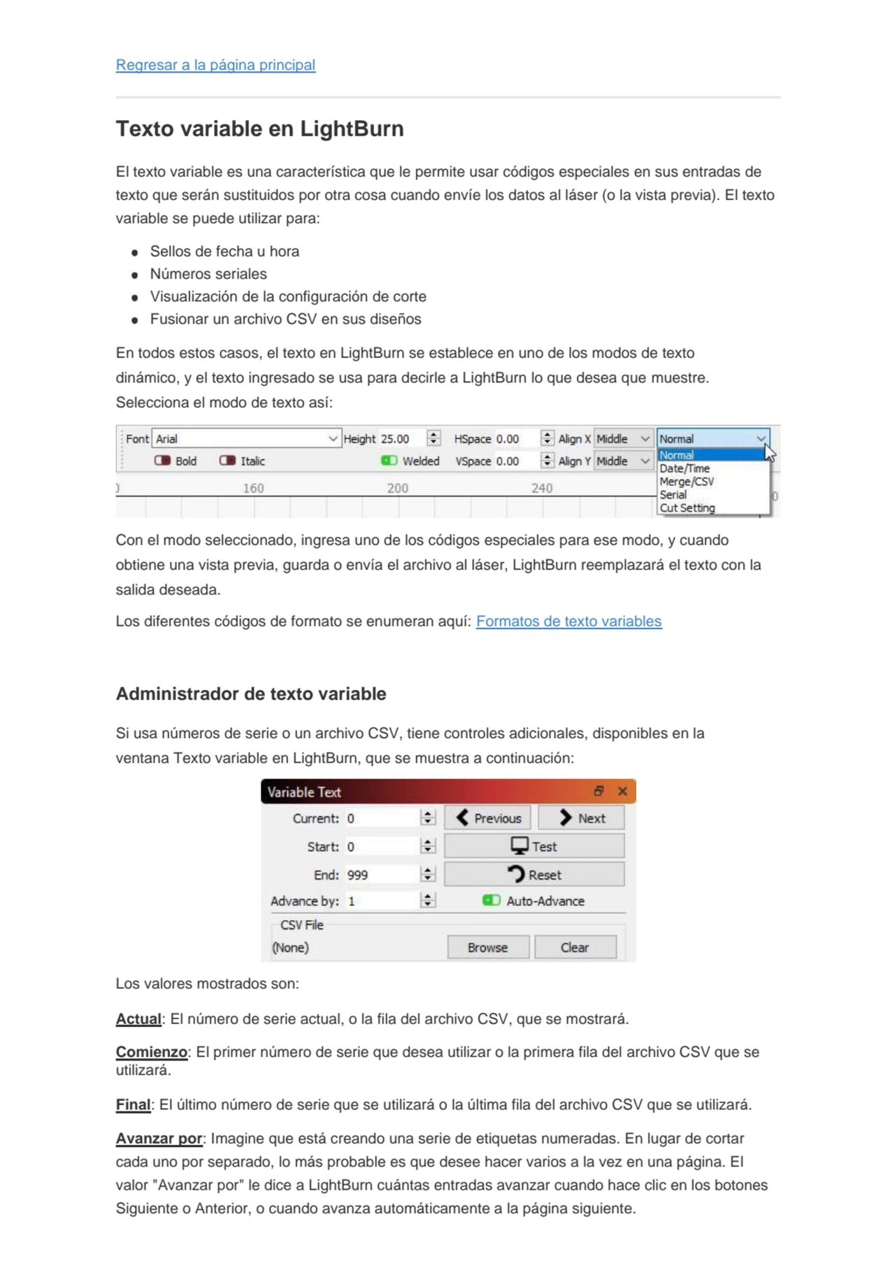 Regresar a la página principal
Texto variable en LightBurn
El texto variable es una característic…