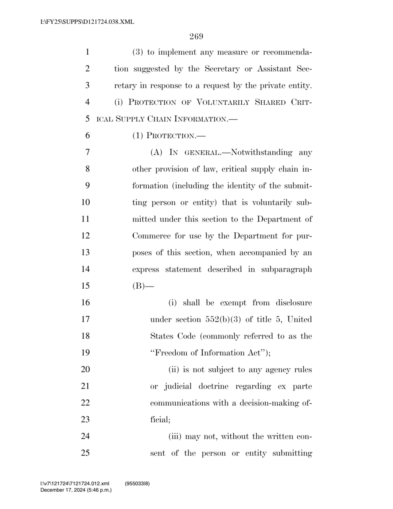 269 
1 (3) to implement any measure or recommenda2 tion suggested by the Secretary or Assistant S…