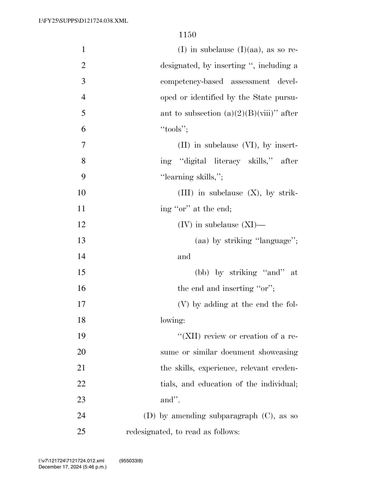 1150 
1 (I) in subclause (I)(aa), as so re2 designated, by inserting ‘‘, including a 
3 competen…