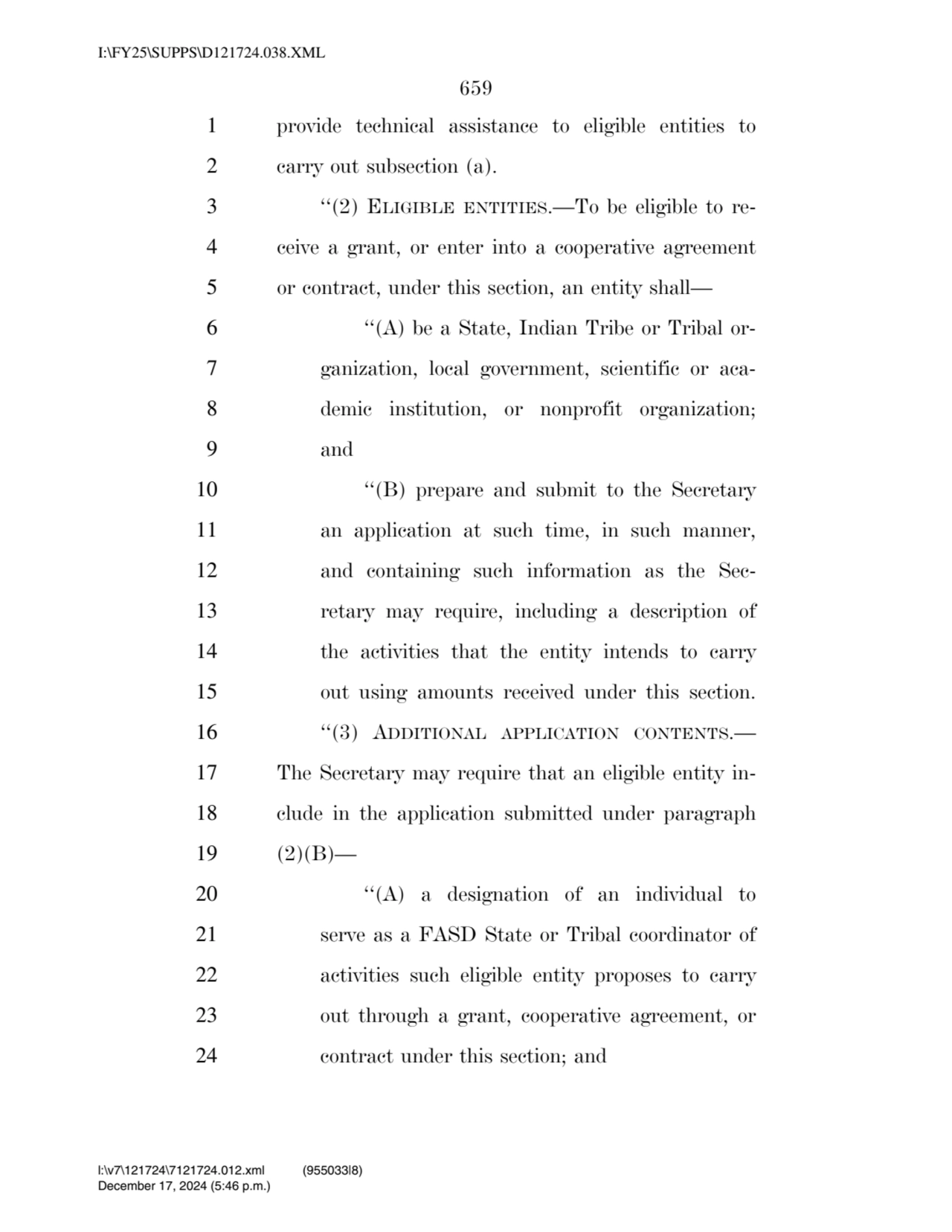 659 
1 provide technical assistance to eligible entities to 
2 carry out subsection (a). 
3 ‘‘(2…