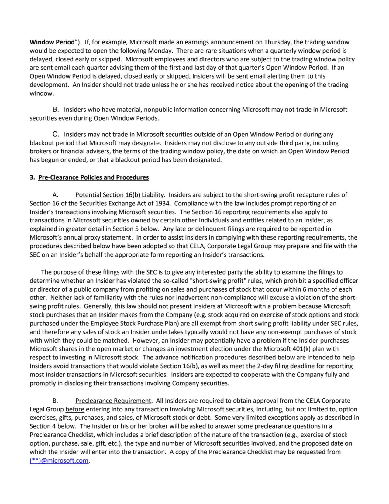 Window Period”). If, for example, Microsoft made an earnings announcement on Thursday, the trading …