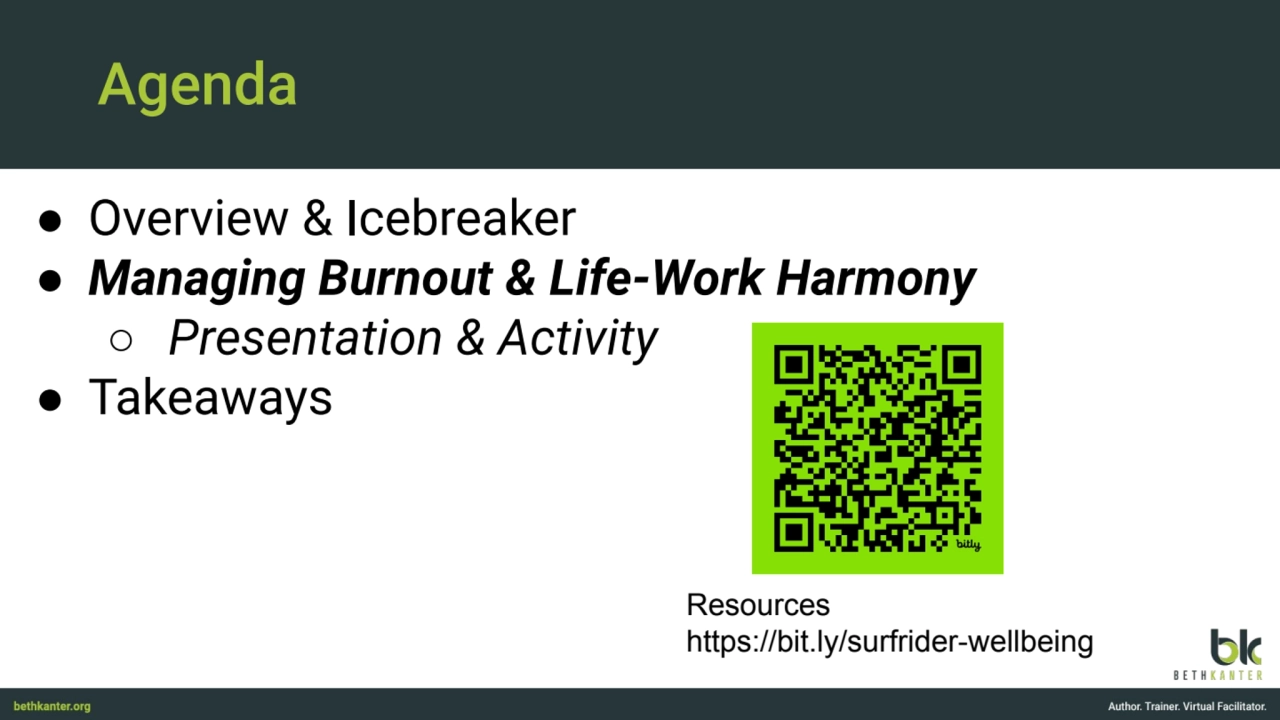 Agenda
● Overview & Icebreaker
● Managing Burnout & Life-Work Harmony
○ Presentation & Activity
…