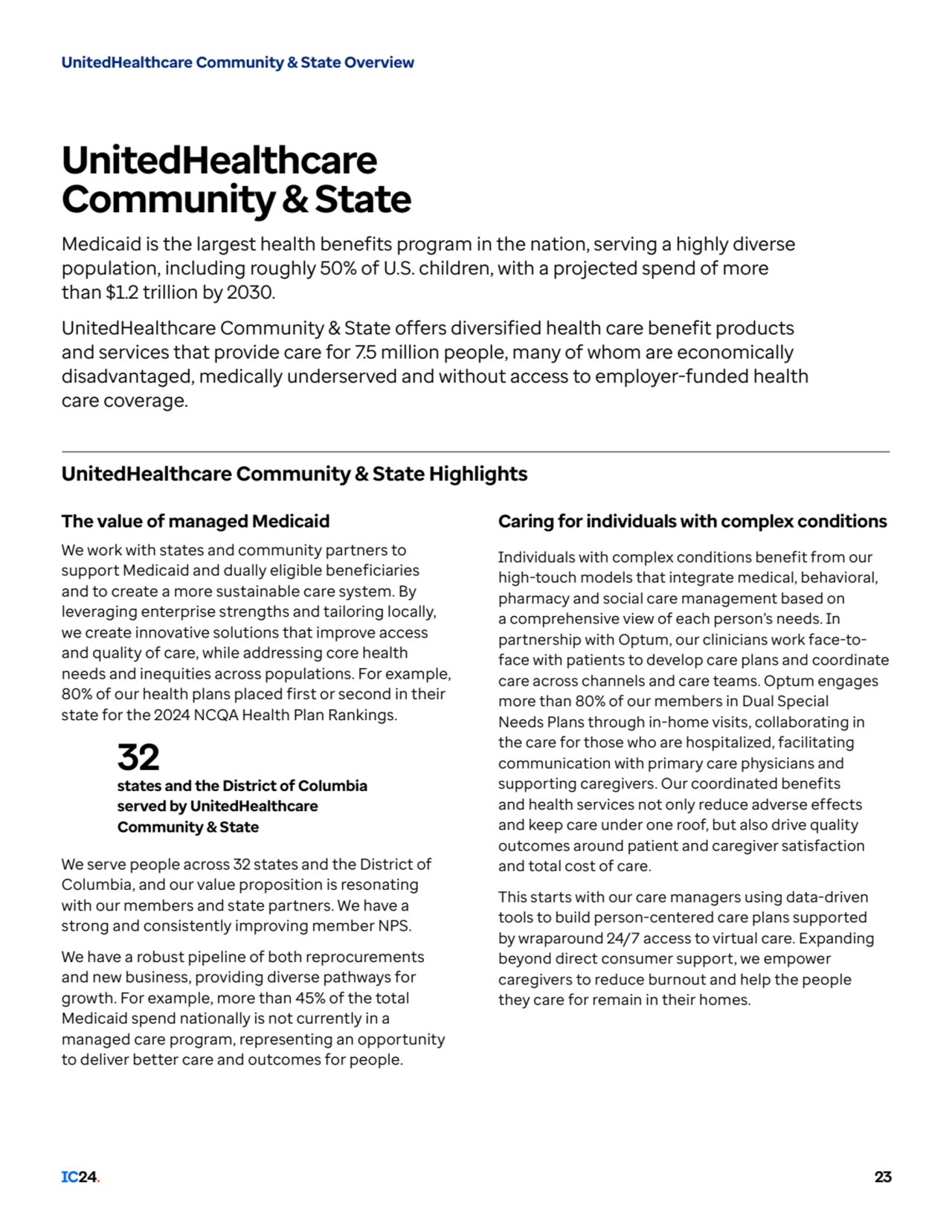 UnitedHealthcare Community & State Overview
IC24. 23
UnitedHealthcare
Community & State
Medicai…