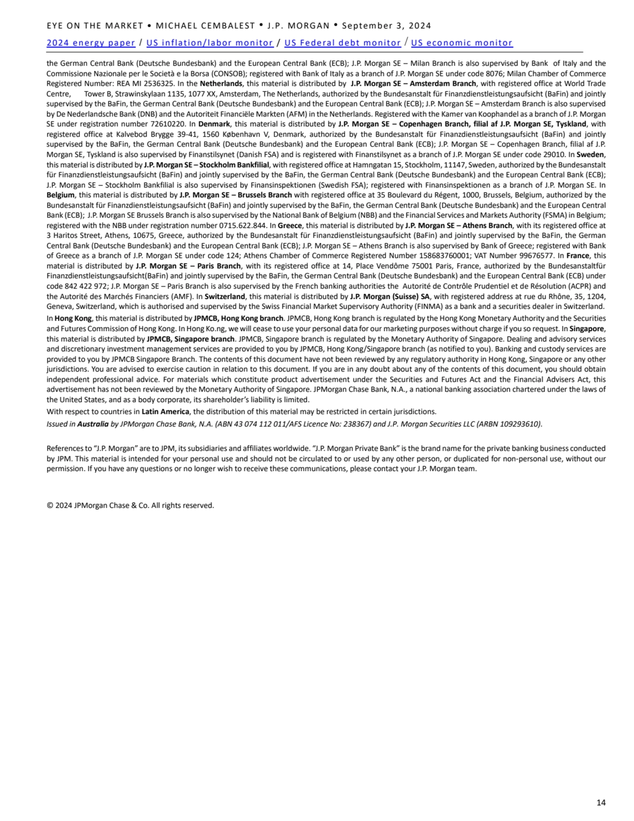 EYE ON THE MARKET • MICHAEL CEMBALEST • J.P. MORGAN • September 3, 2024
2024 energy paper / US inf…