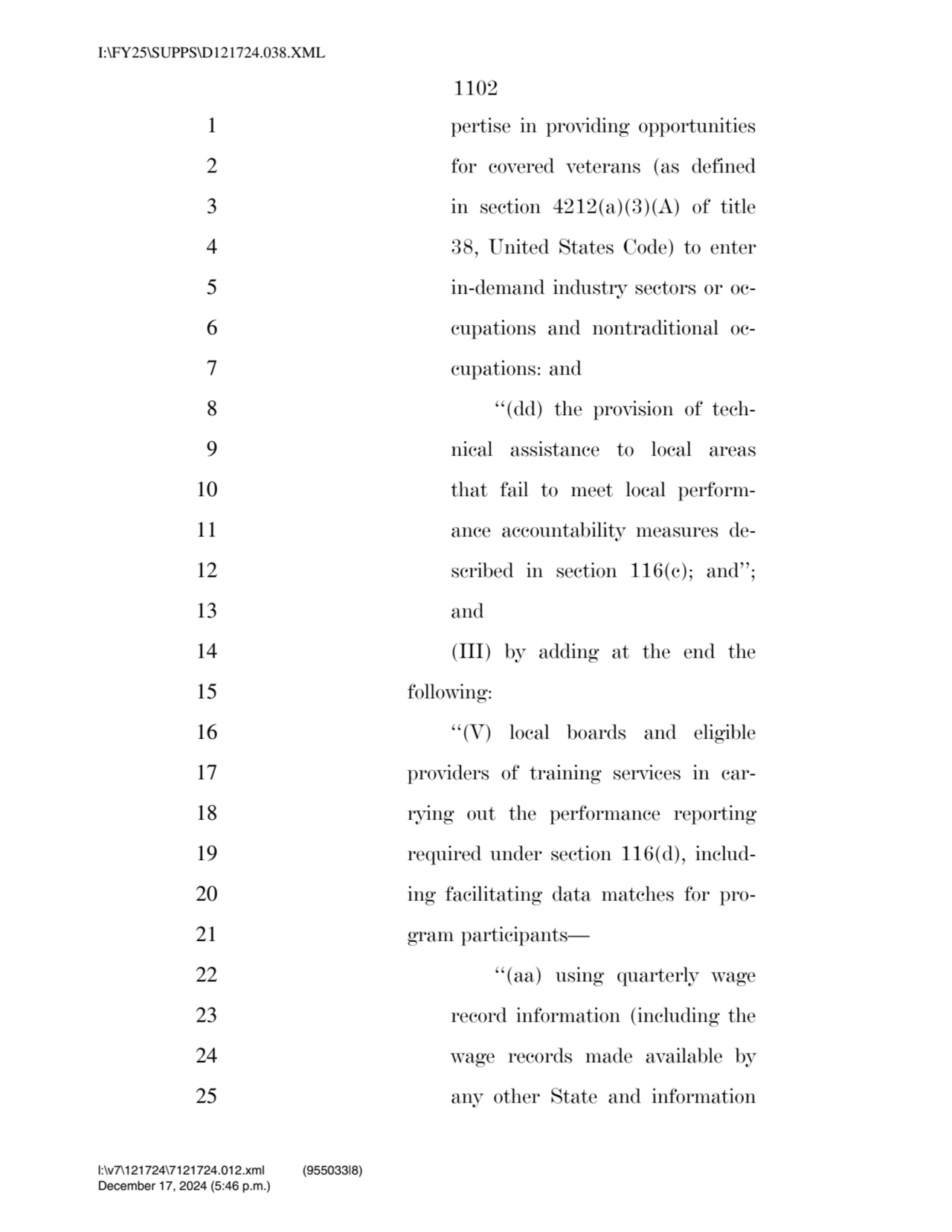 1102 
1 pertise in providing opportunities 
2 for covered veterans (as defined 
3 in section 421…