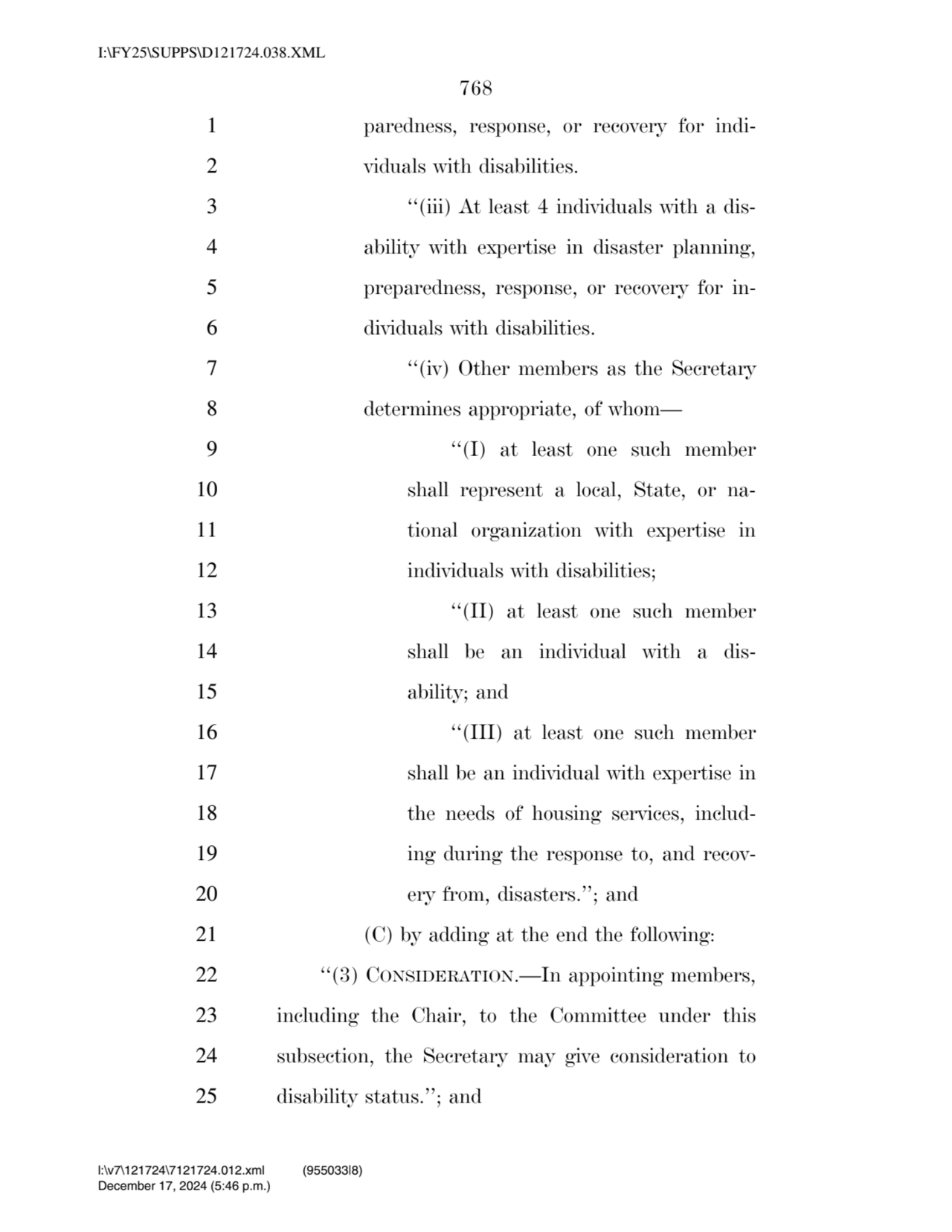 768 
1 paredness, response, or recovery for indi2 viduals with disabilities. 
3 ‘‘(iii) At least…