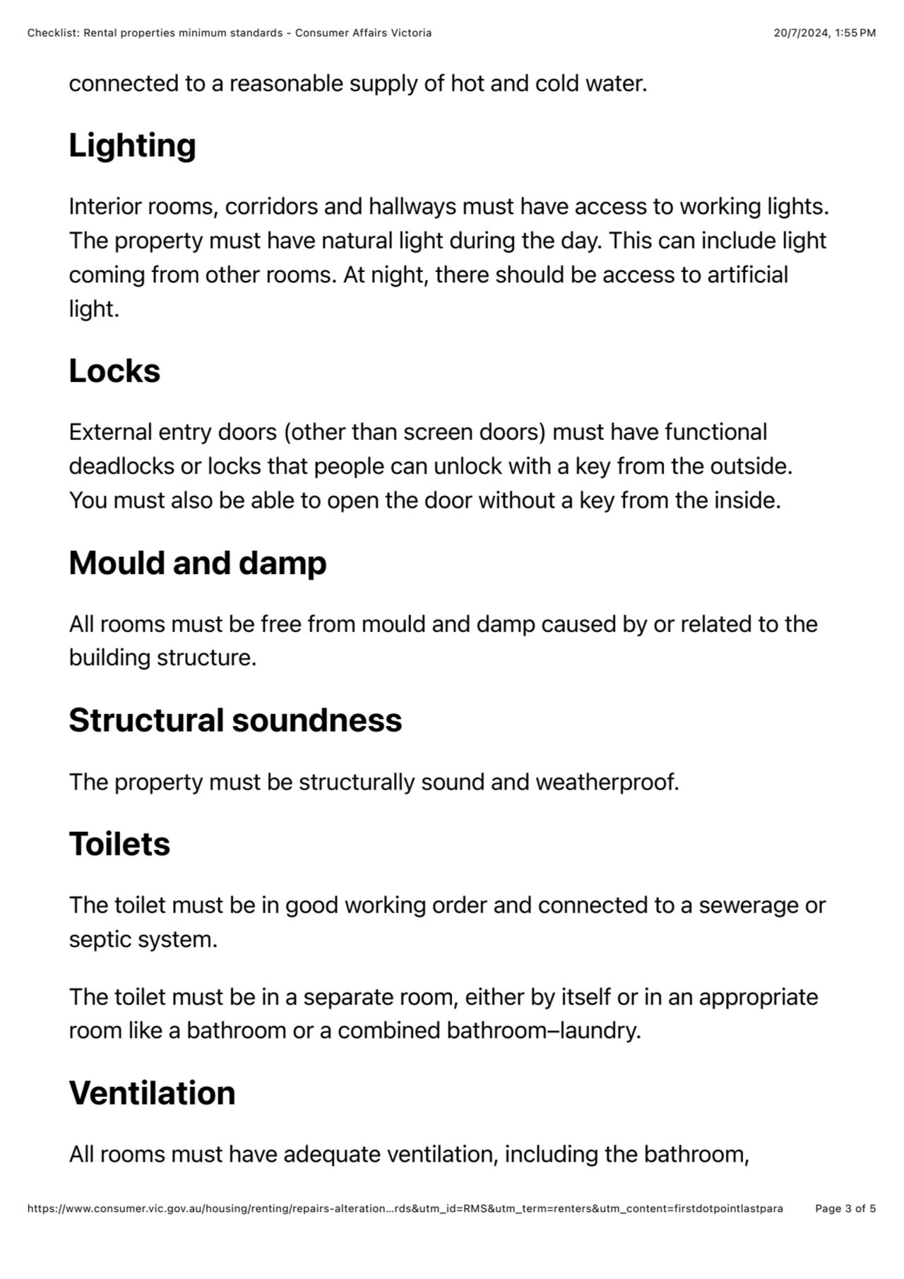 Checklist: Rental properties minimum standards - Consumer Affairs Victoria 20/7/2024, 1:55 PM
http…