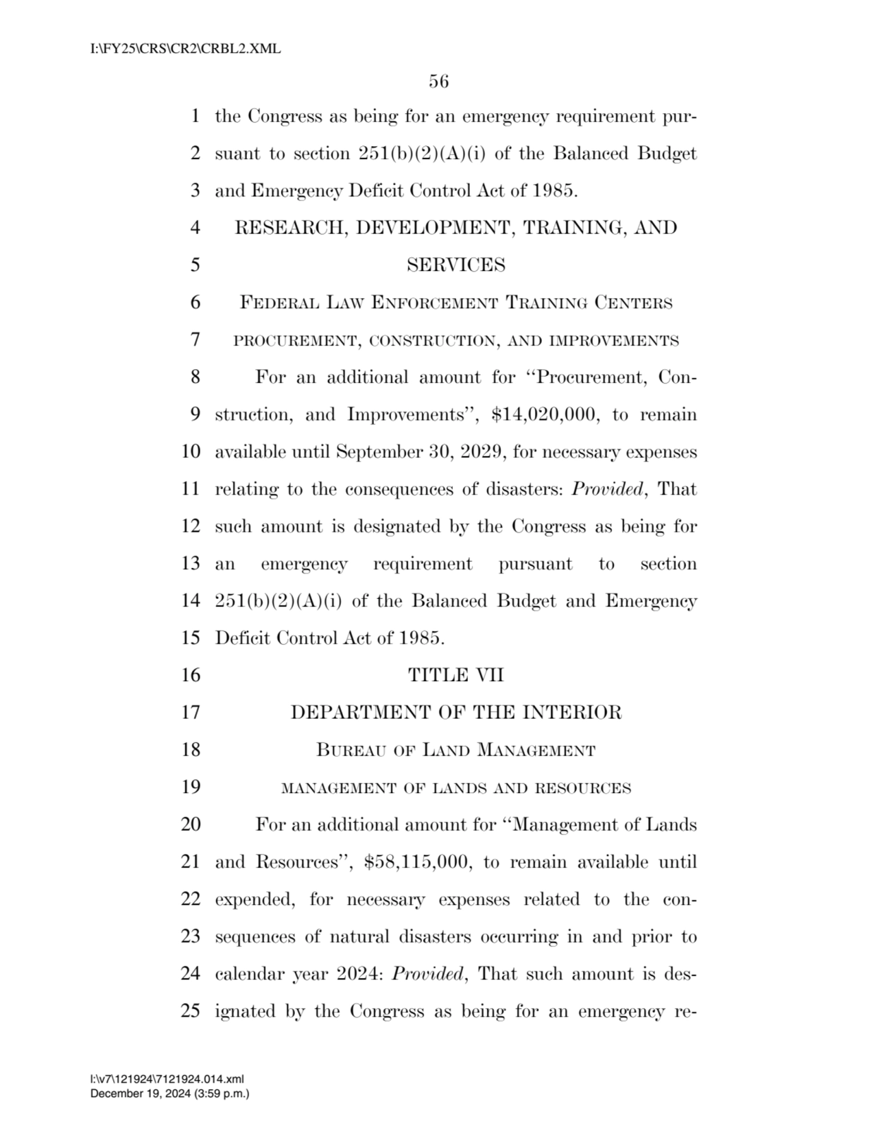 56 
1 the Congress as being for an emergency requirement pur2 suant to section 251(b)(2)(A)(i) of…