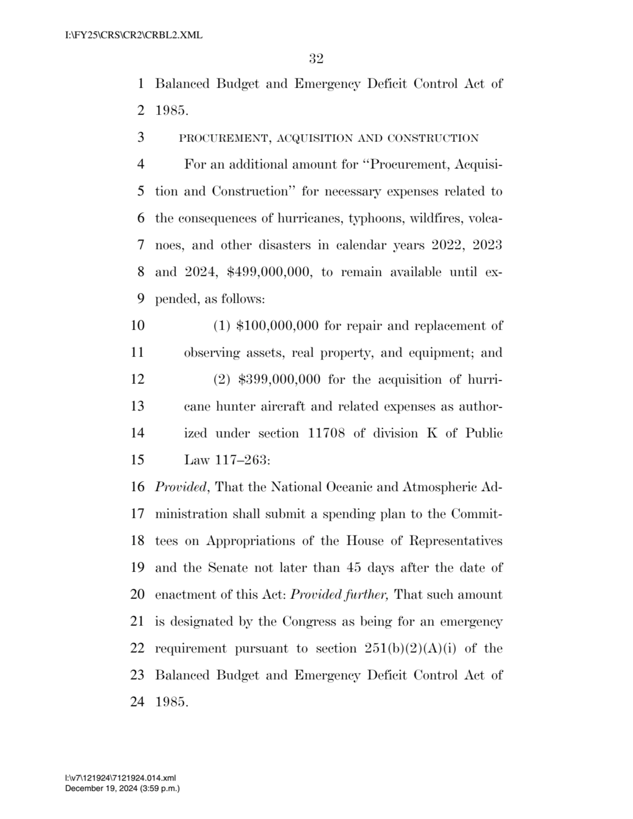 32 
1 Balanced Budget and Emergency Deficit Control Act of 
2 1985. 
3 PROCUREMENT, ACQUISITION …