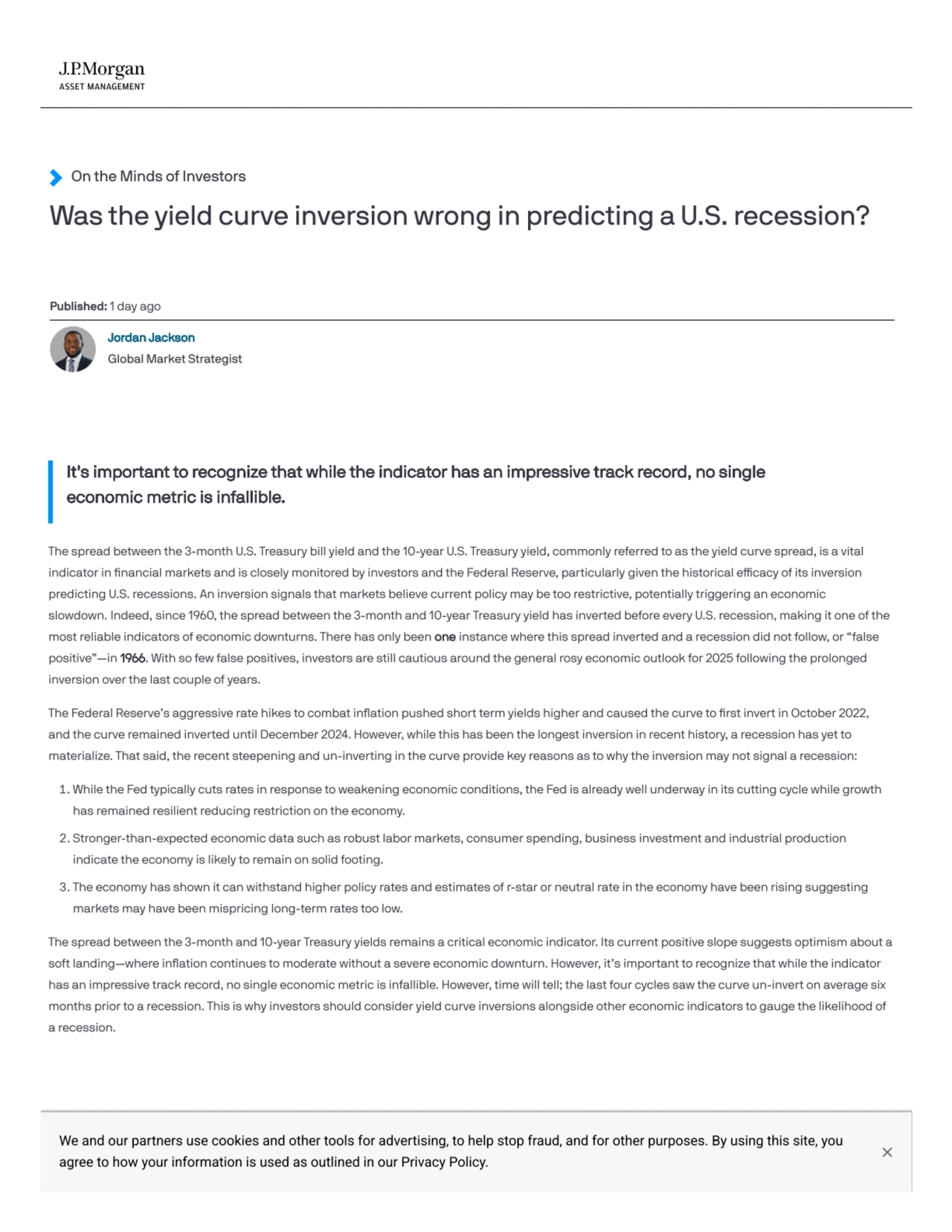 On the Minds of Investors
Was the yield curve inversion wrong in predicting a U.S. recession?
It'…