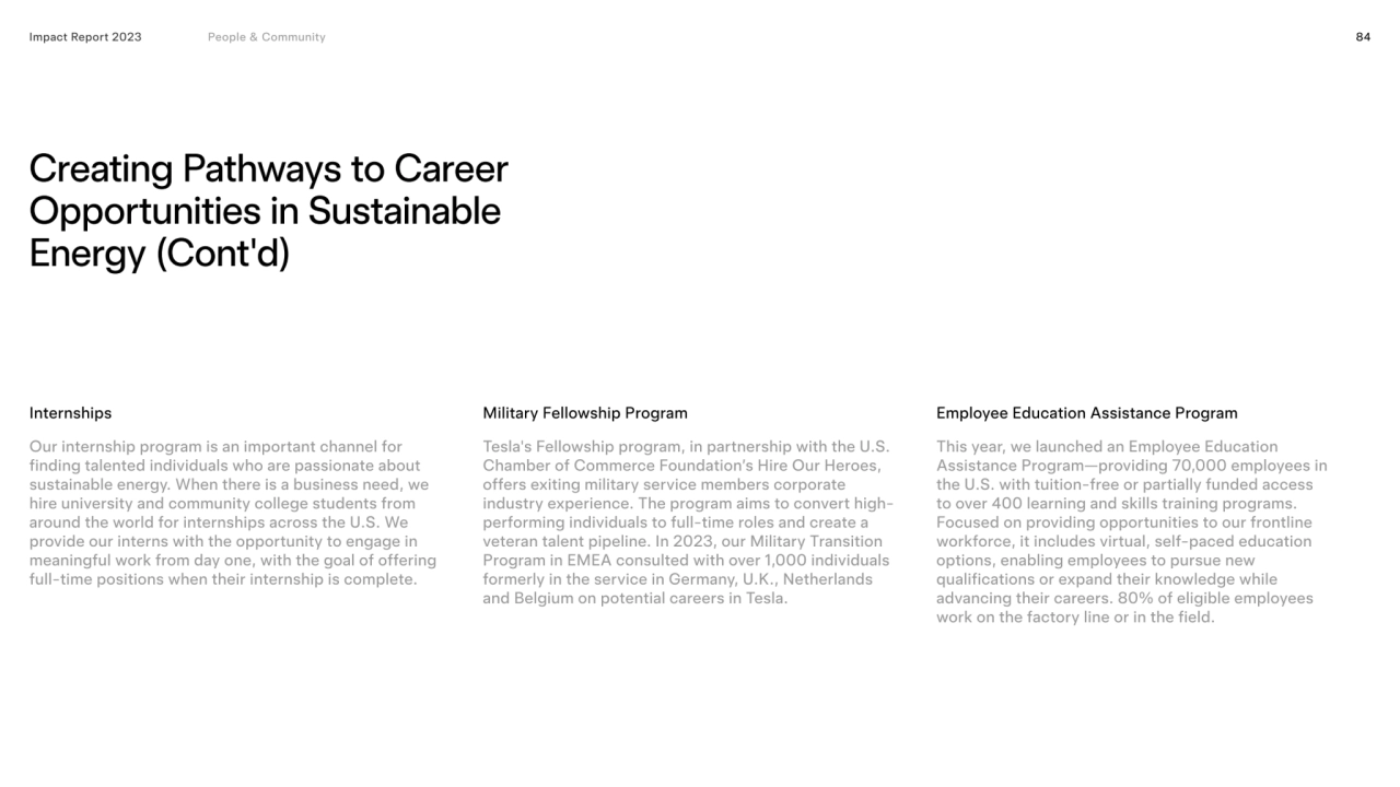 84
Creating Pathways to Career 
Opportunities in Sustainable 
Energy (Cont'd)
Internships  Mili…