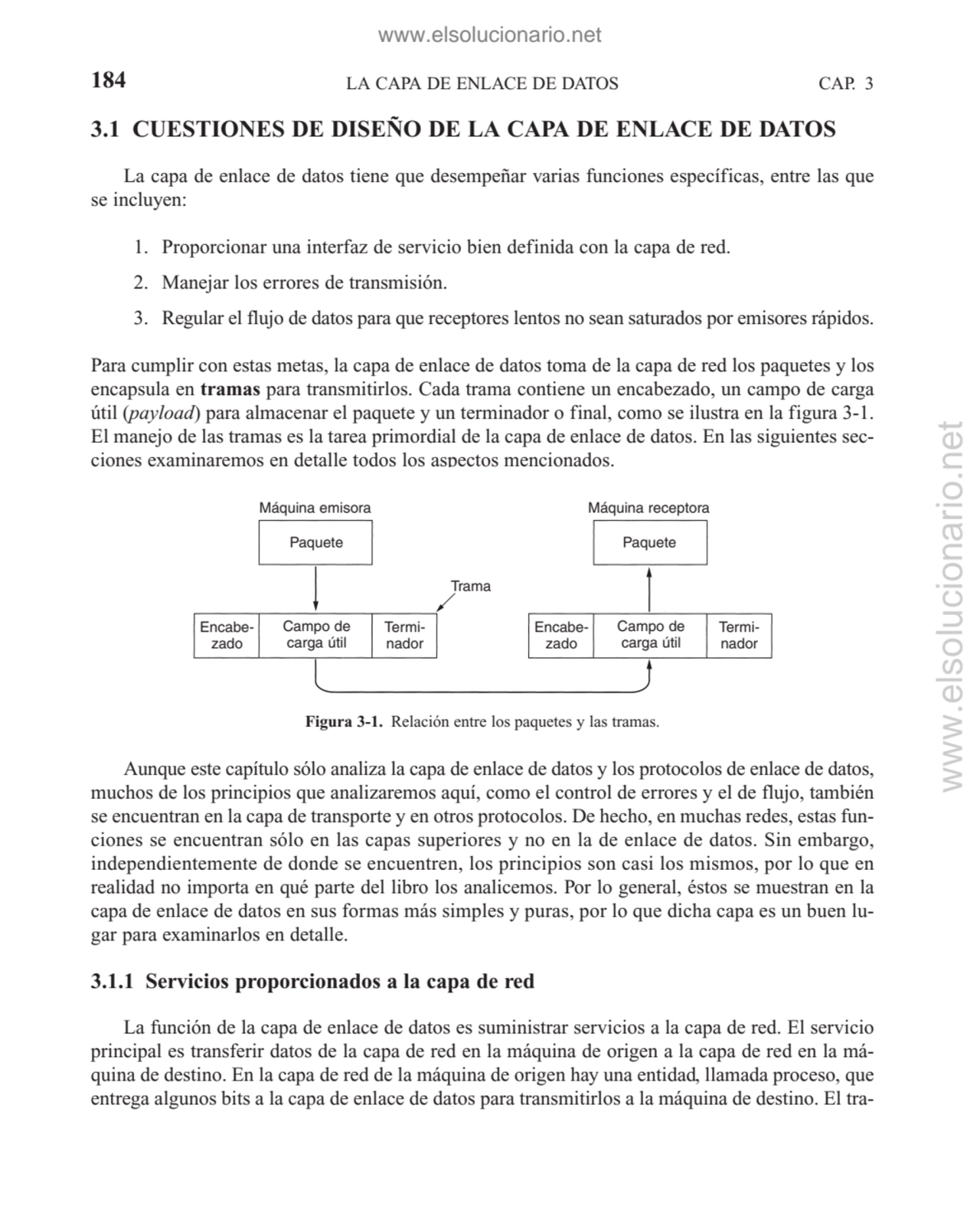 3.1 CUESTIONES DE DISEÑO DE LA CAPA DE ENLACE DE DATOS
La capa de enlace de datos tiene que desemp…