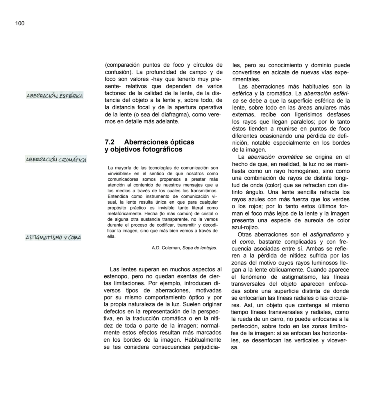 100
(comparación puntos de foco y círculos de 
confusión). La profundidad de campo y de 
foco so…