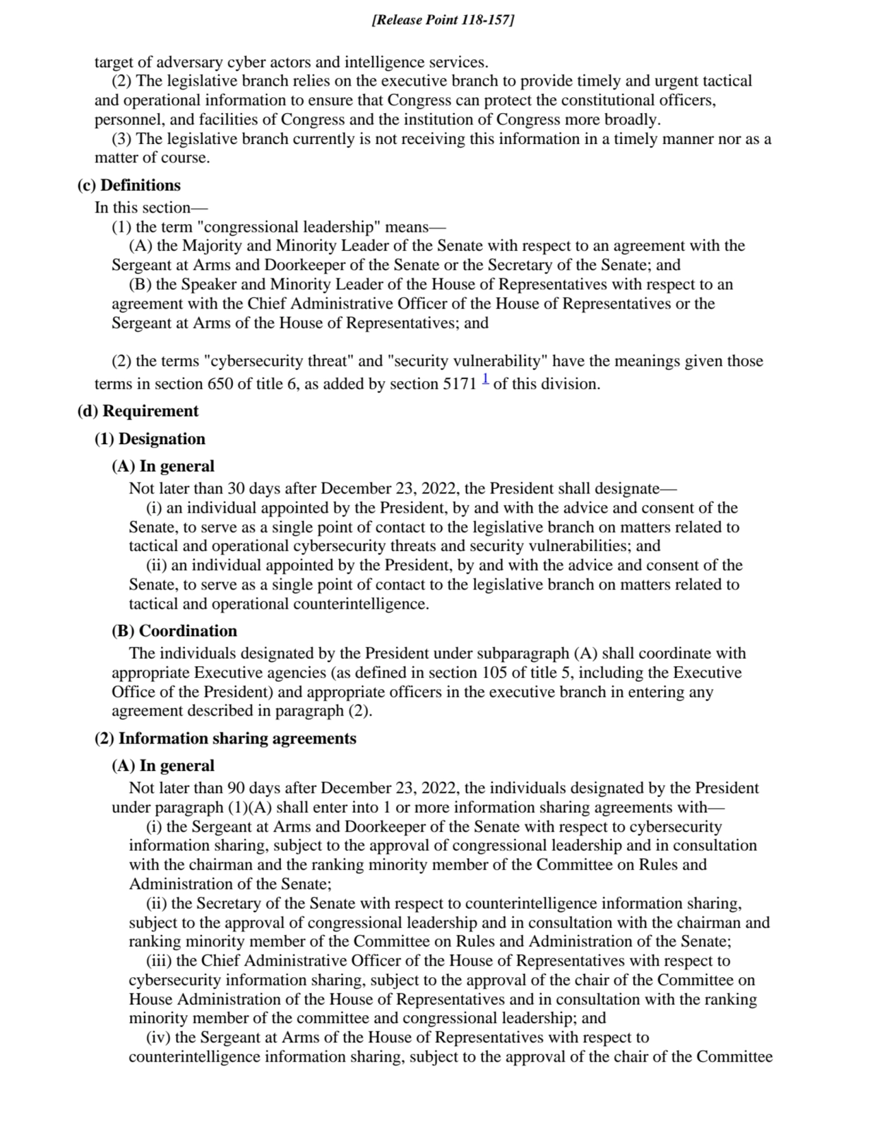 target of adversary cyber actors and intelligence services.
(2) The legislative branch relies on t…