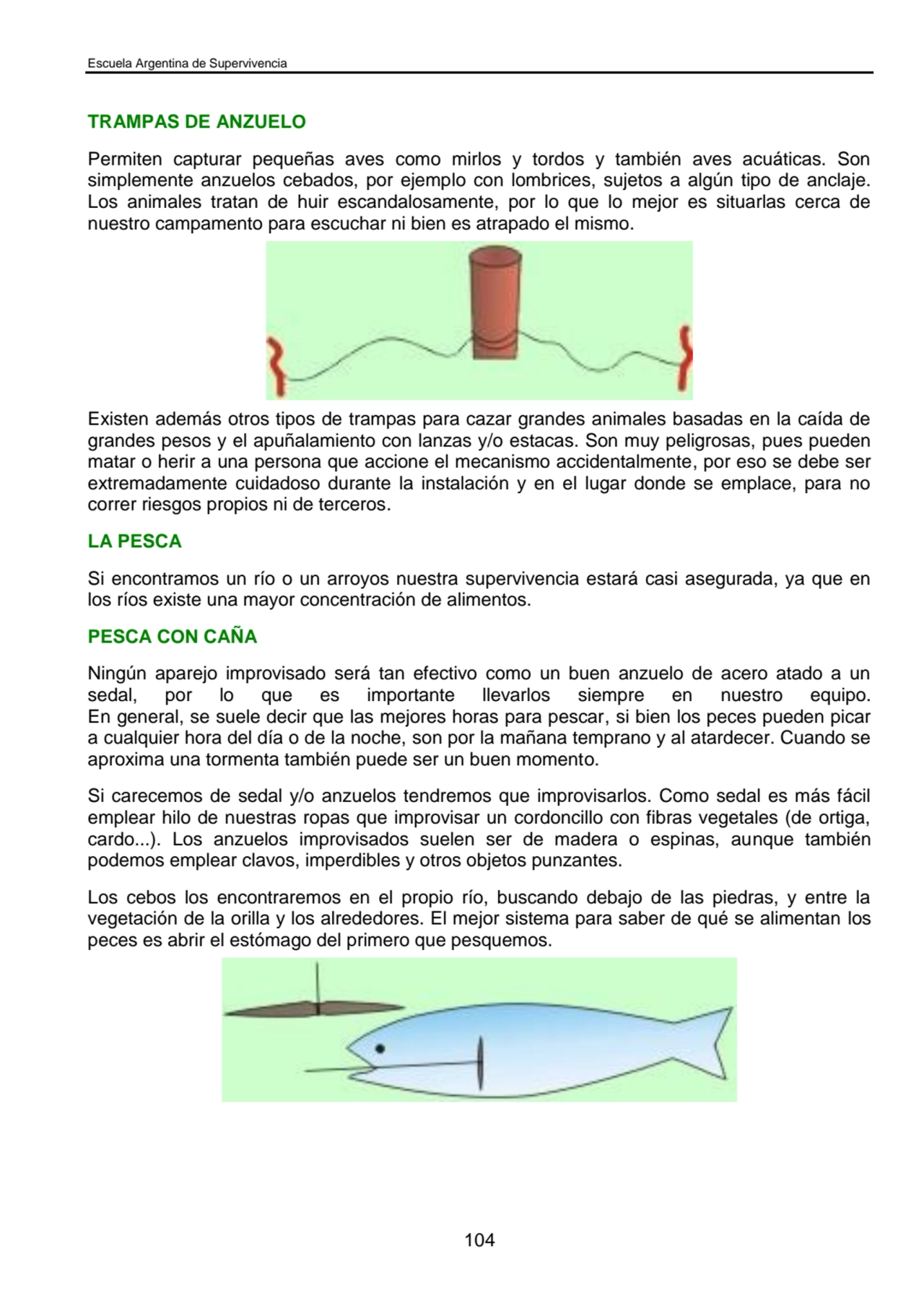 Escuela Argentina de Supervivencia
104
TRAMPAS DE ANZUELO
Permiten capturar pequeñas aves como m…