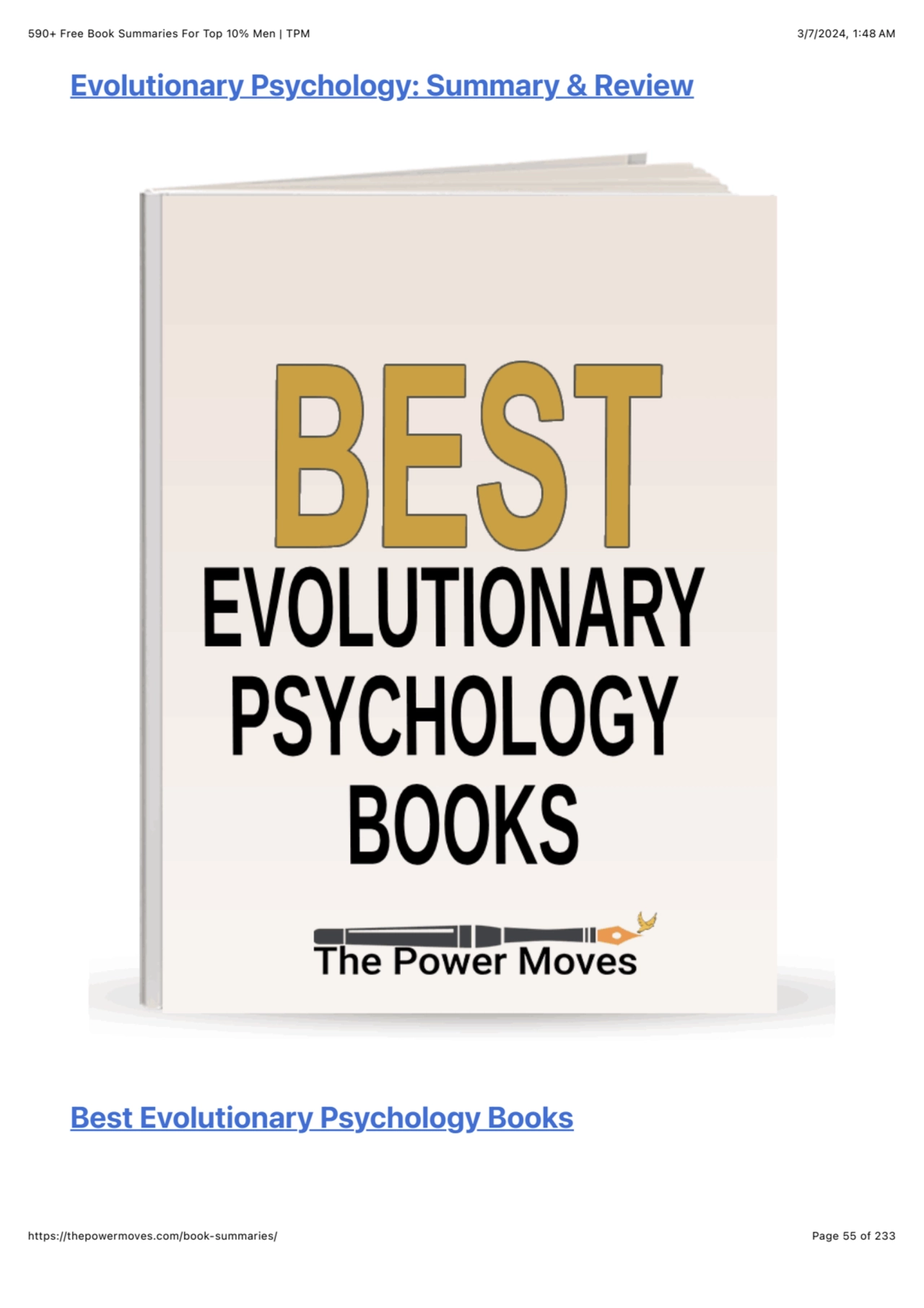 590+ Free Book Summaries For Top 10% Men | TPM 3/7/2024, 1:48 AM
https://thepowermoves.com/book-su…