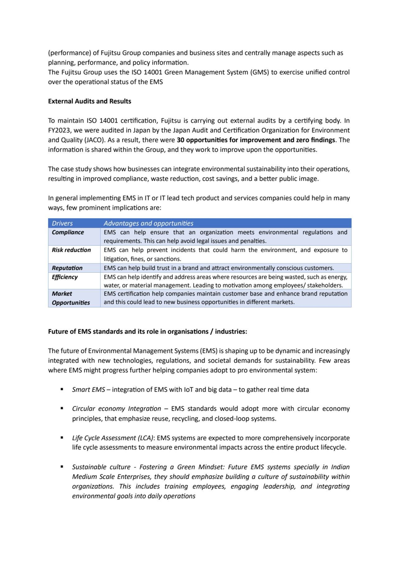 (performance) of Fujitsu Group companies and business sites and centrally manage aspects such as 
…