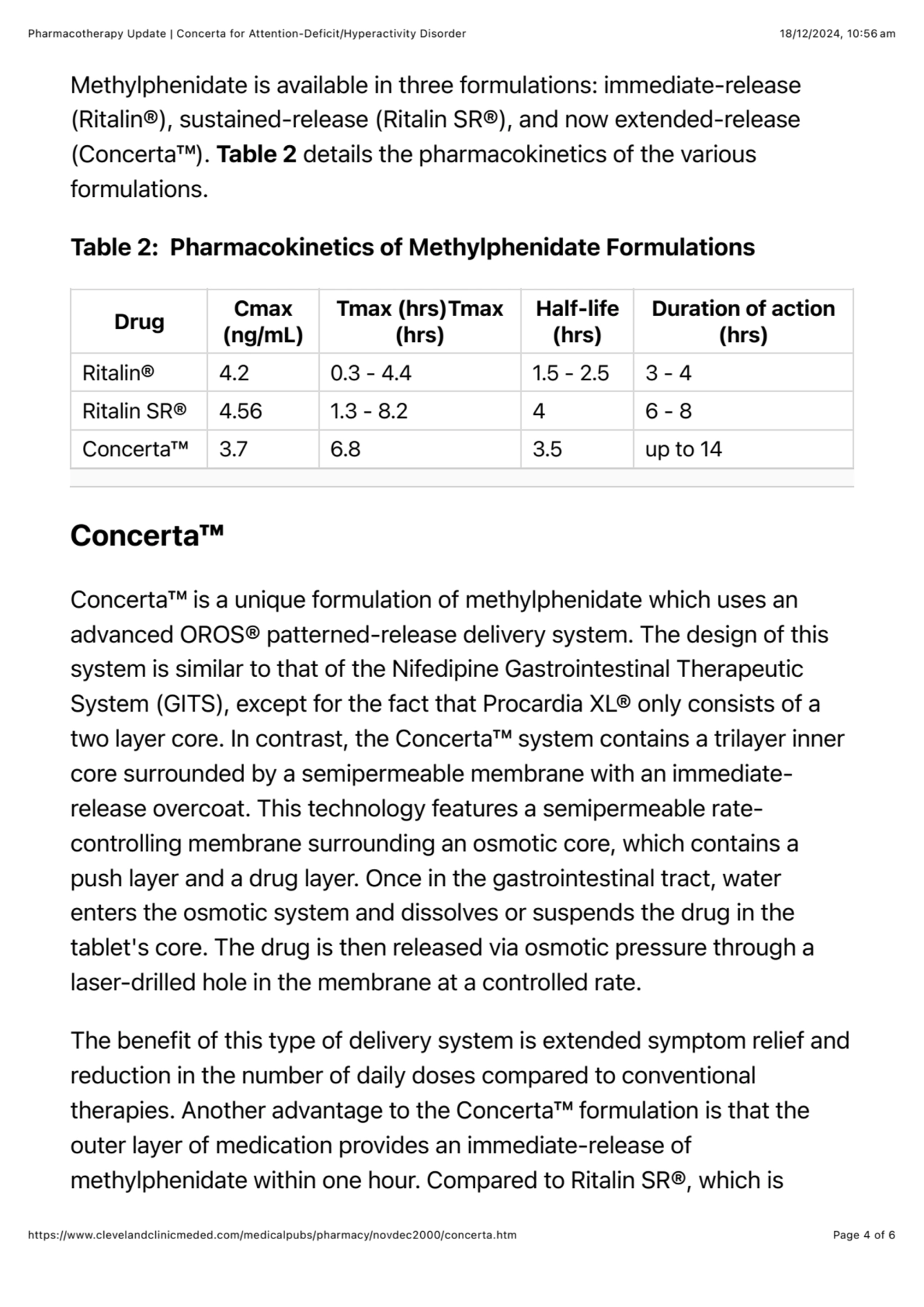 Pharmacotherapy Update | Concerta for Attention-Deficit/Hyperactivity Disorder 18/12/2024, 10:56 am…