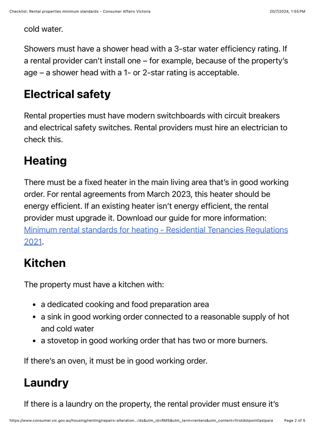 Checklist: Rental properties minimum standards - Consumer Affairs Victoria 20/7/2024, 1:55 PM
http…