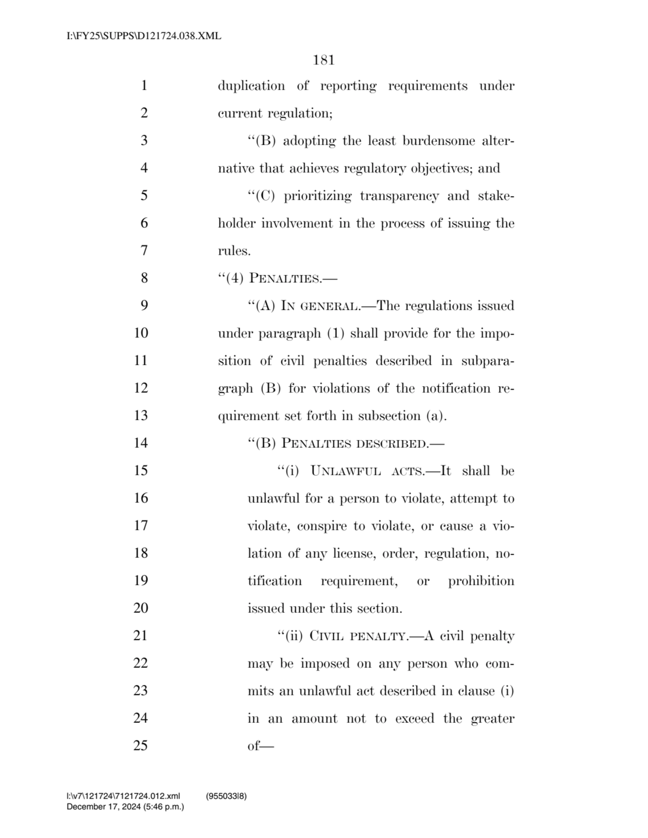 181 
1 duplication of reporting requirements under 
2 current regulation; 
3 ‘‘(B) adopting the …