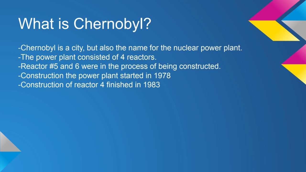 What is Chernobyl?
-Chernobyl is a city, but also the name for the nuclear power plant.
-The powe…