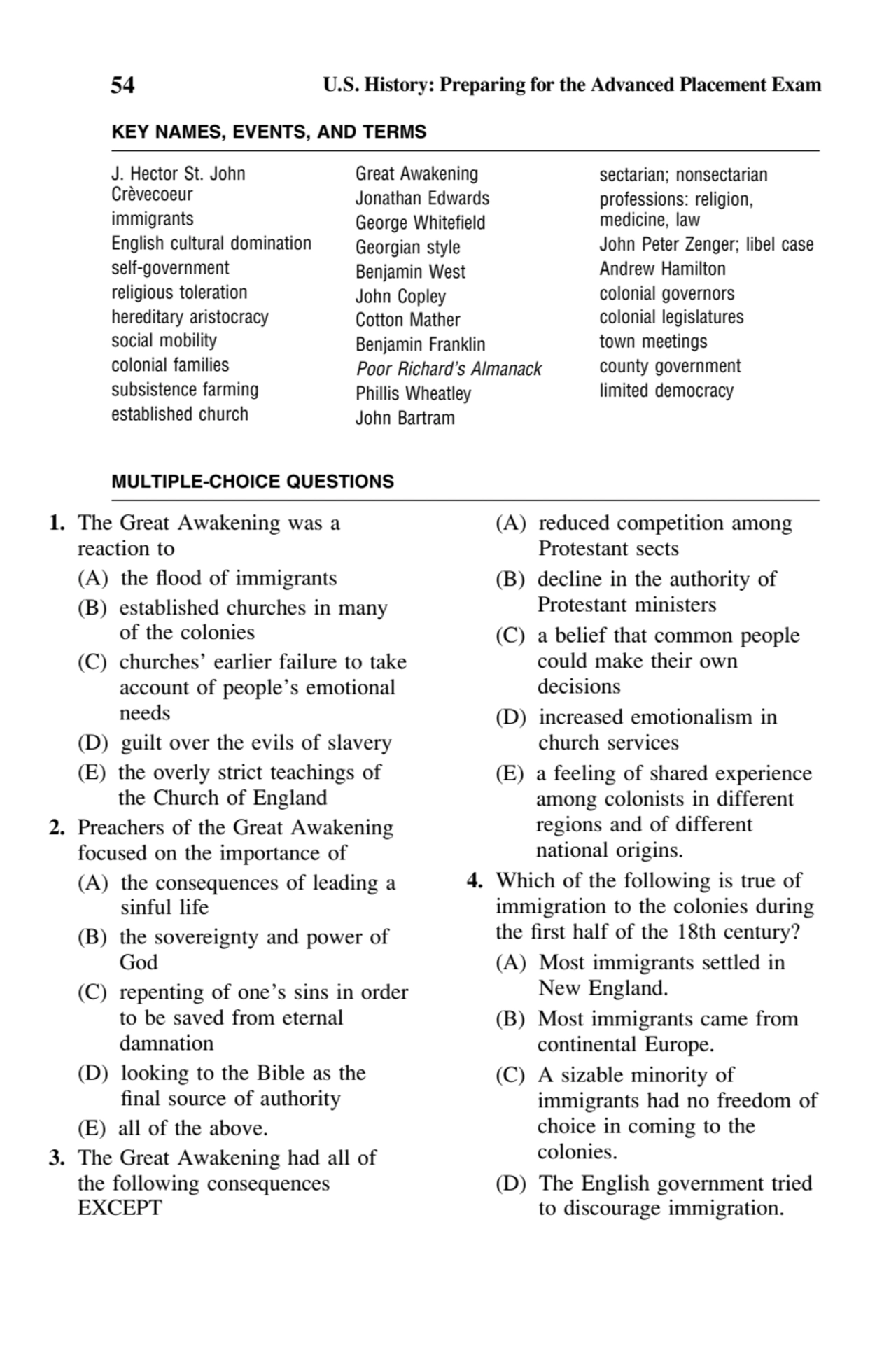 54 U.S. History: Preparing for the Advanced Placement Exam
KEY NAMES, EVENTS, AND TERMS
J. Hector…