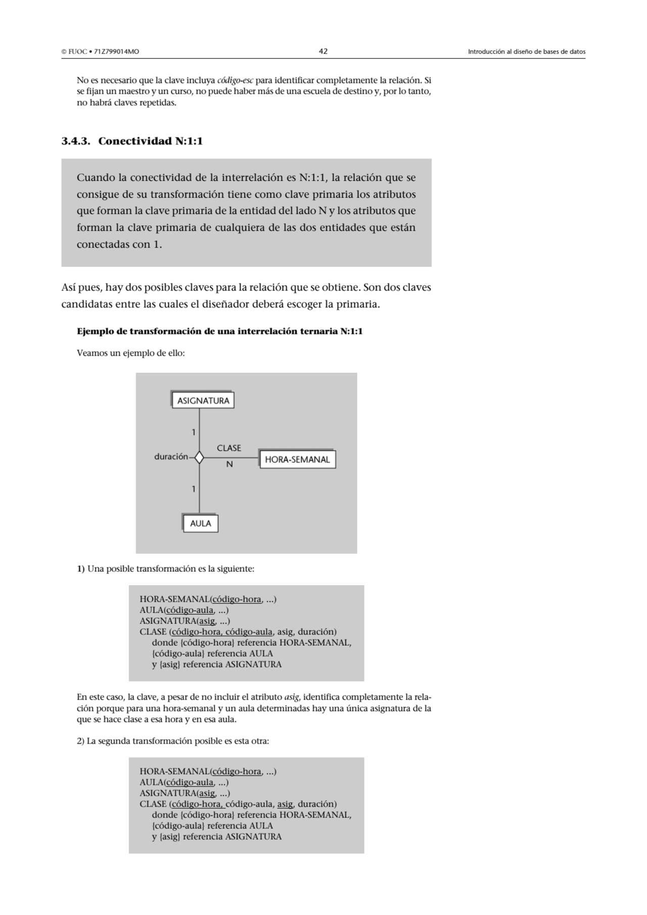  FUOC • 71Z799014MO 42 Introducción al diseño de bases de datos
No es necesario que la clave incl…