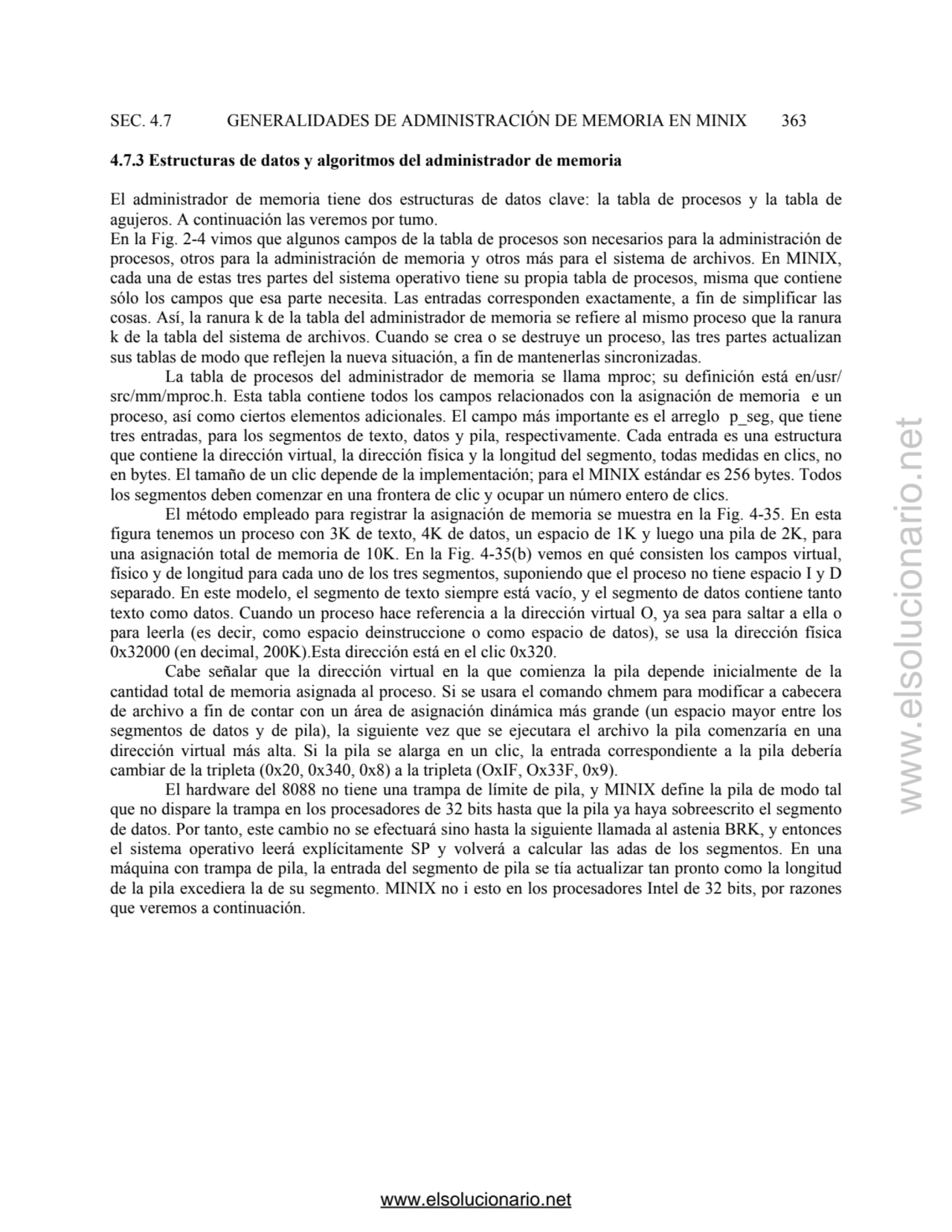 SEC. 4.7 GENERALIDADES DE ADMINISTRACIÓN DE MEMORIA EN MINIX 363 
4.7.3 Estructuras de datos y alg…