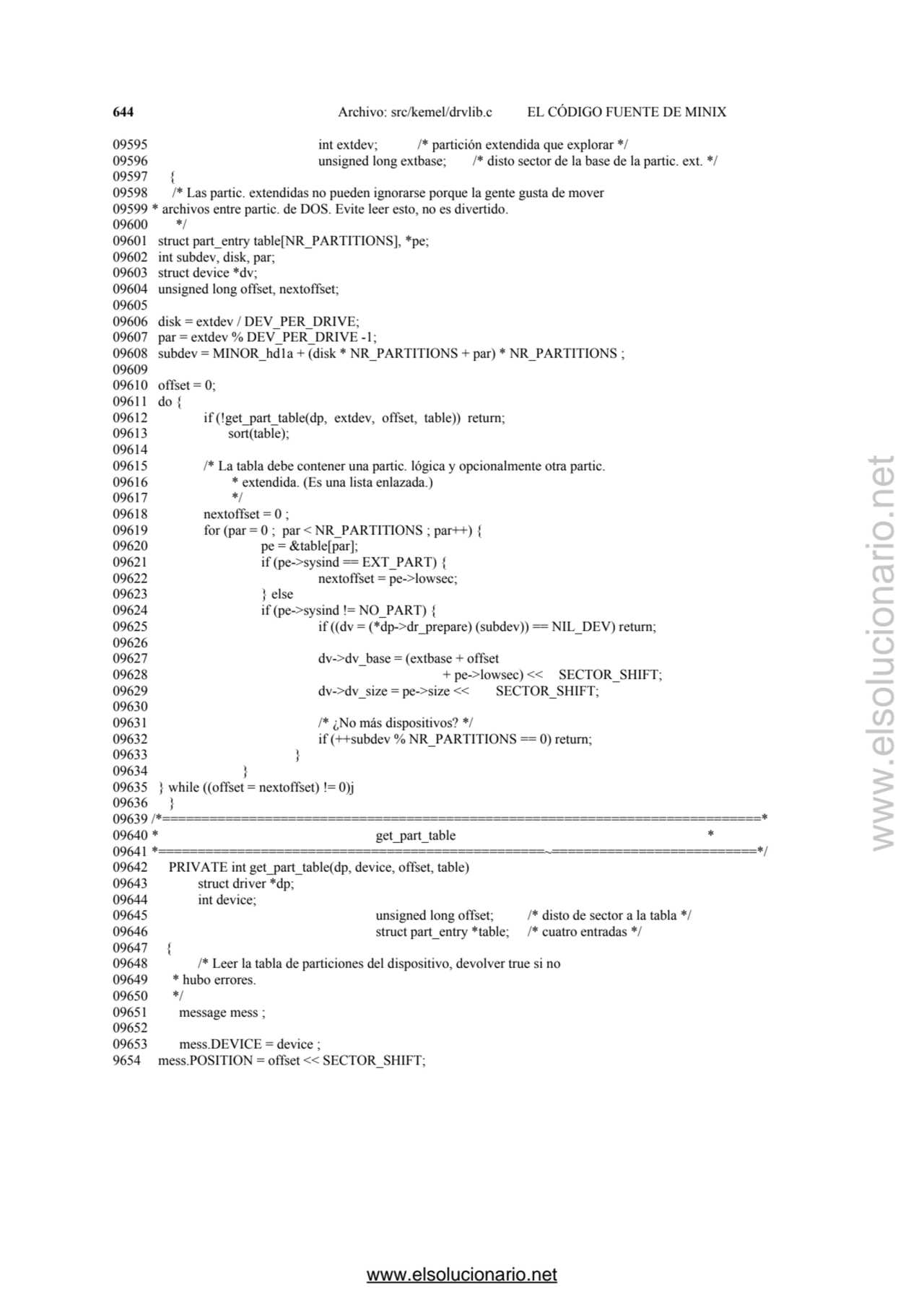 644 Archivo: src/kemel/drvlib.c EL CÓDIGO FUENTE DE MINIX 
09595 int extdev; /* partición extendid…