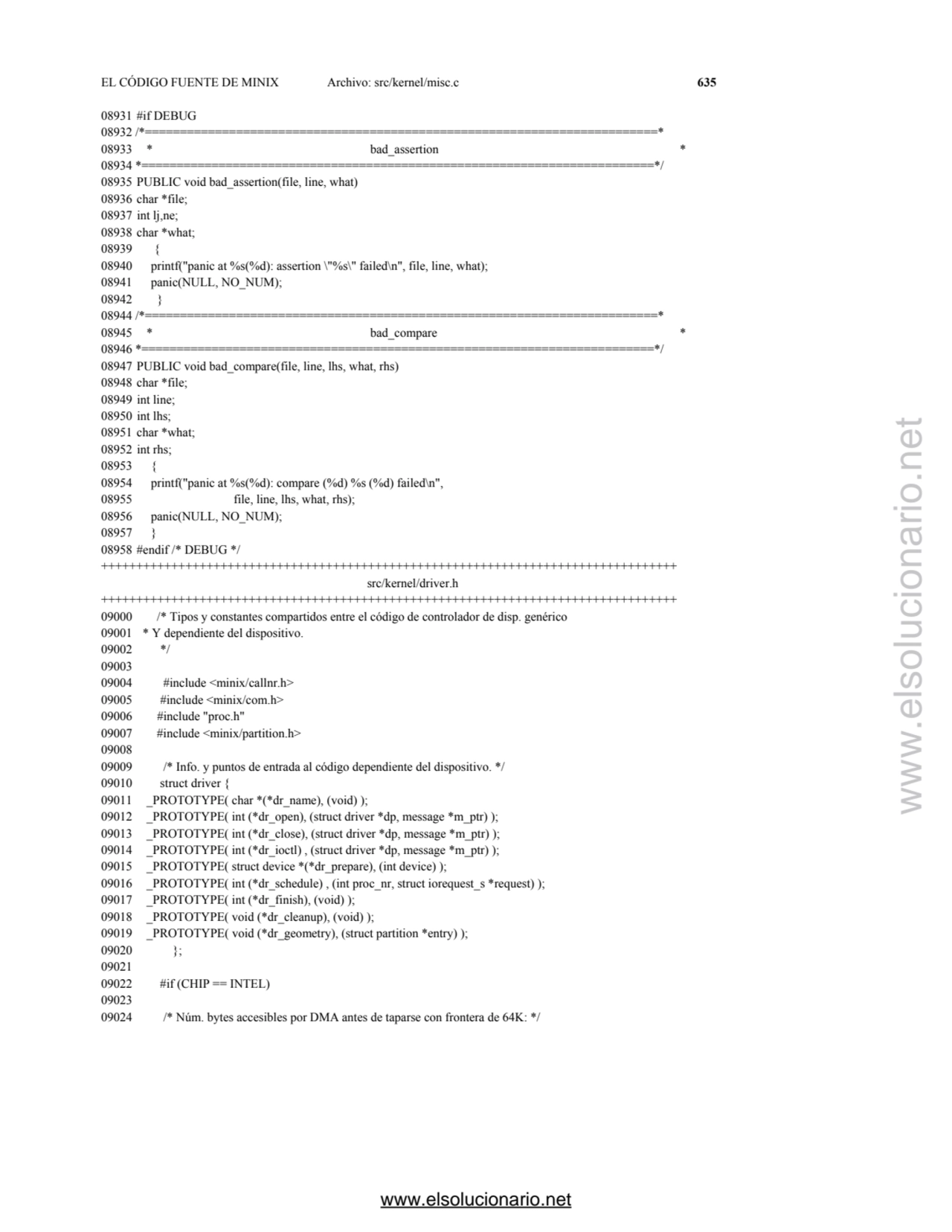 EL CÓDIGO FUENTE DE MINIX Archivo: src/kernel/misc.c 635 
08931 #if DEBUG 
08932 /*==============…