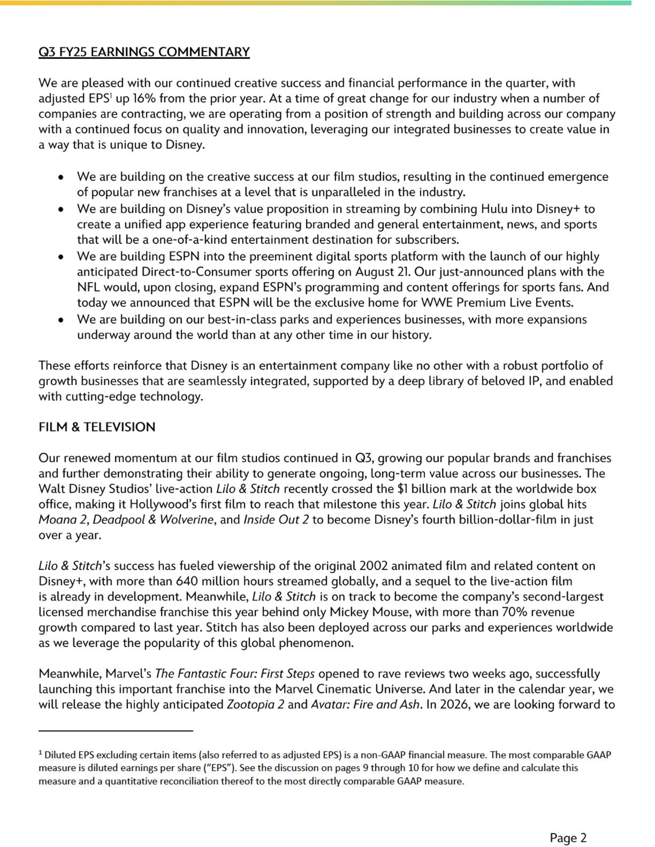 Disney's Q3 FY25 Earnings: Management Commentary - Page 3