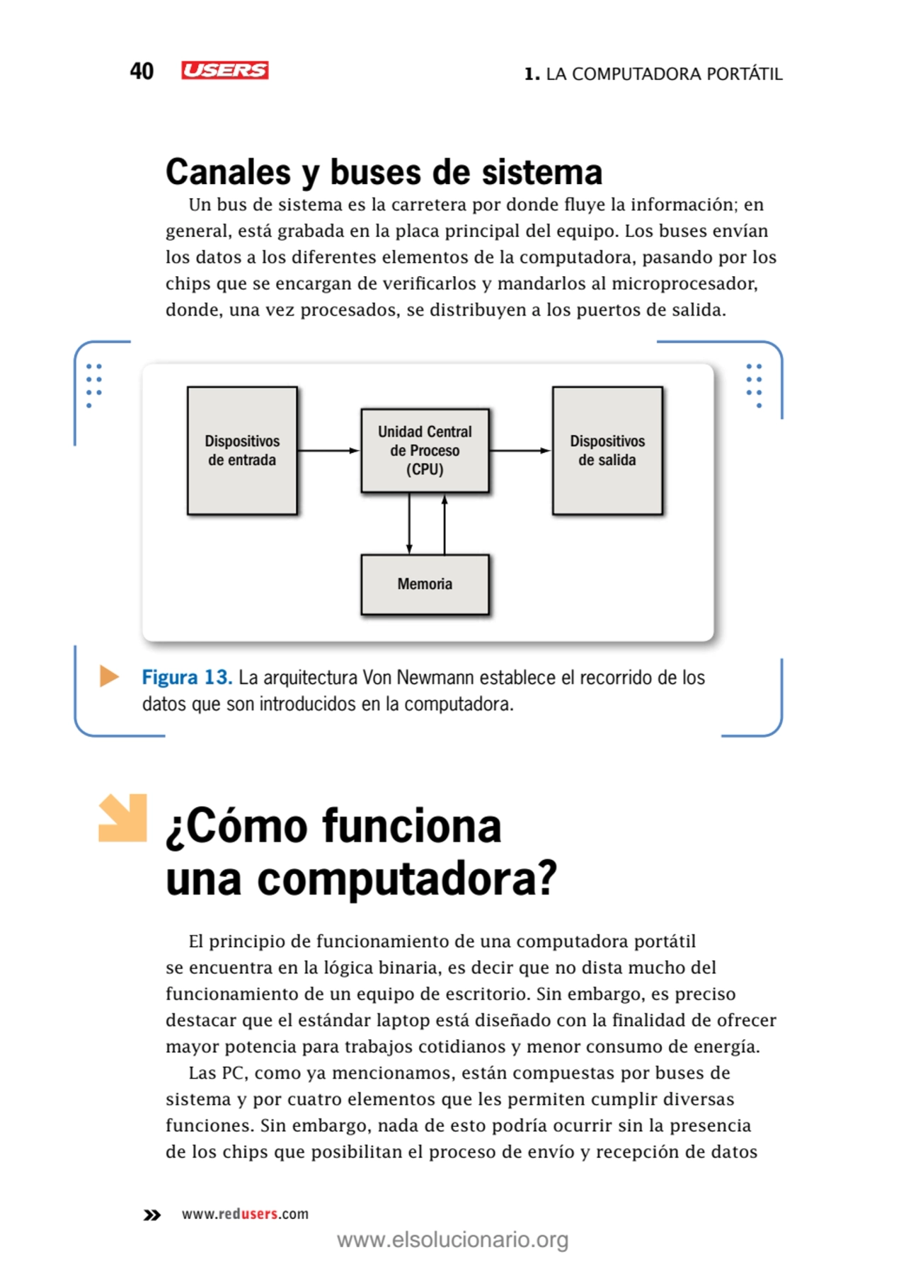 40 1. La computadora portátil
www.redusers.com
Canales y buses de sistema
Un bus de sistema es l…