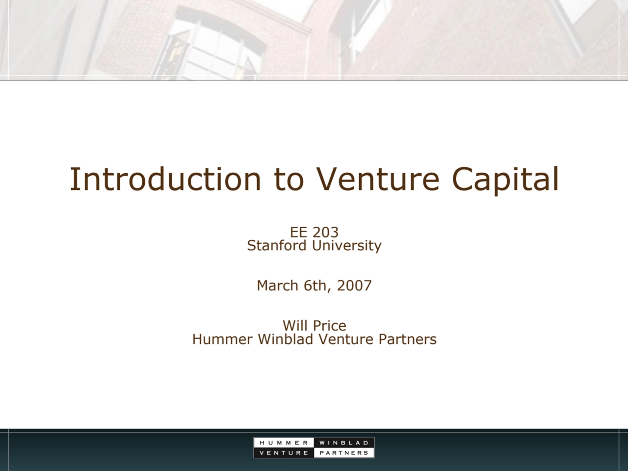 Introduction to Venture Capital