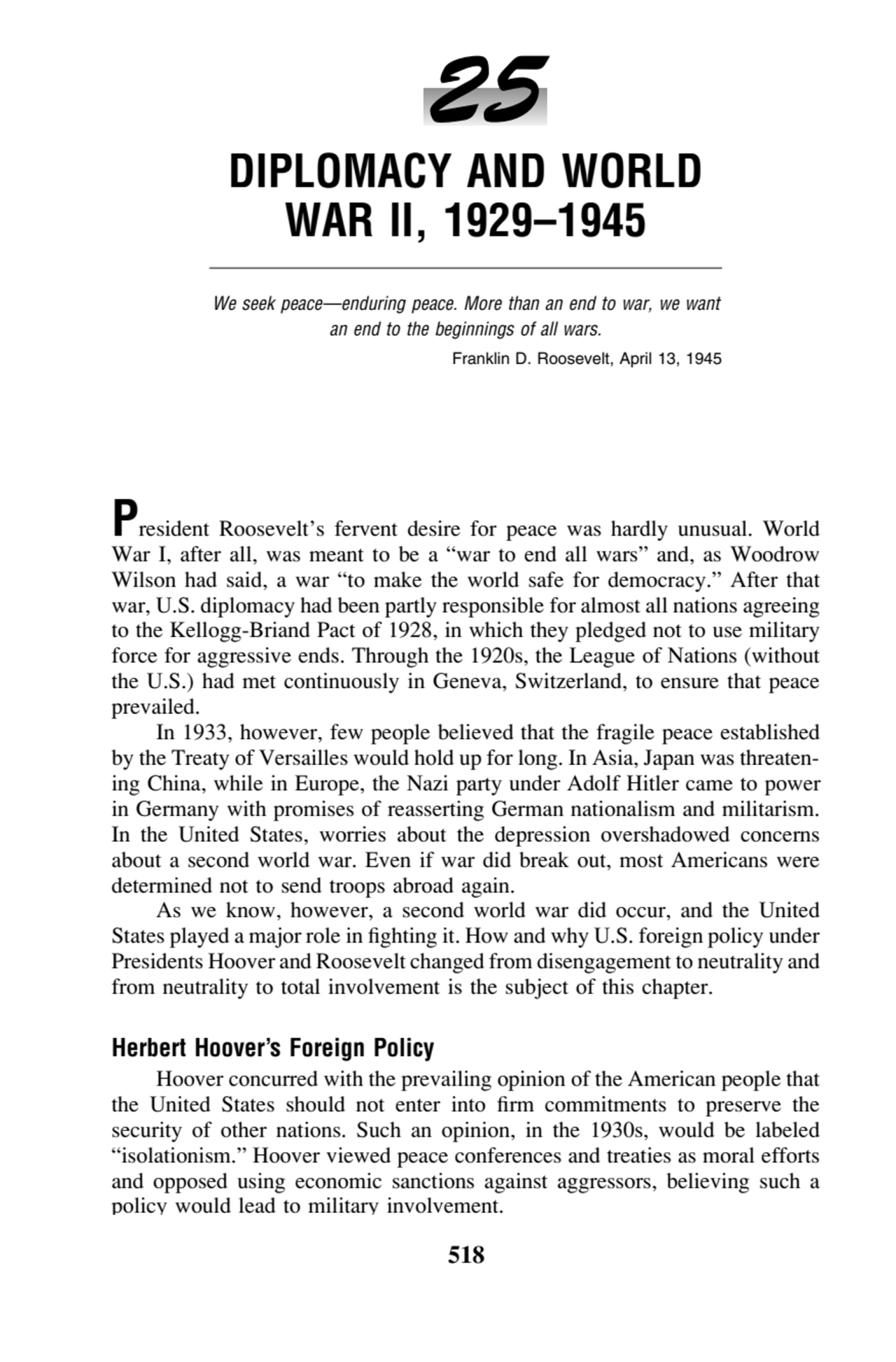 518 U.S. History: Preparing for the Advanced Placement Exam 25
DIPLOMACY AND WORLD
WAR II, 1929–1…