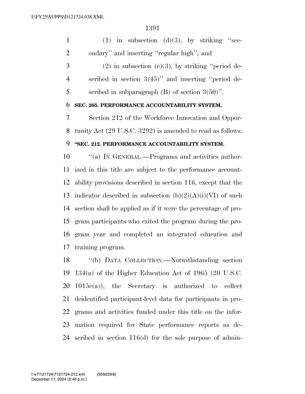 1391 
1 (1) in subsection (d)(3), by striking ‘‘sec2 ondary’’ and inserting ‘‘regular high’’; and…