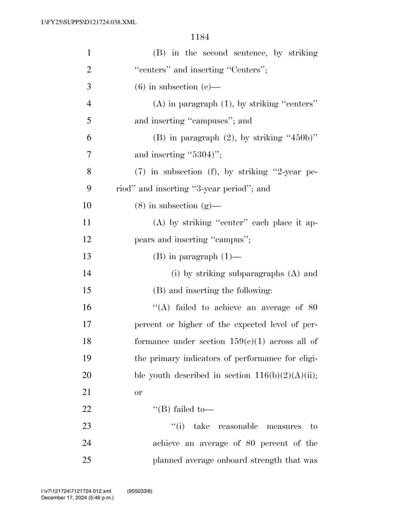 1184 
1 (B) in the second sentence, by striking 
2 ‘‘centers’’ and inserting ‘‘Centers’’; 
3 (6)…