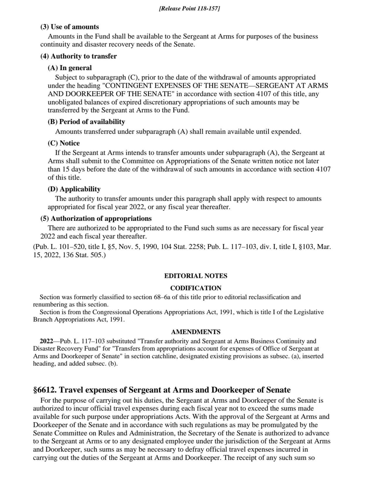 (3) Use of amounts
Amounts in the Fund shall be available to the Sergeant at Arms for purposes of …