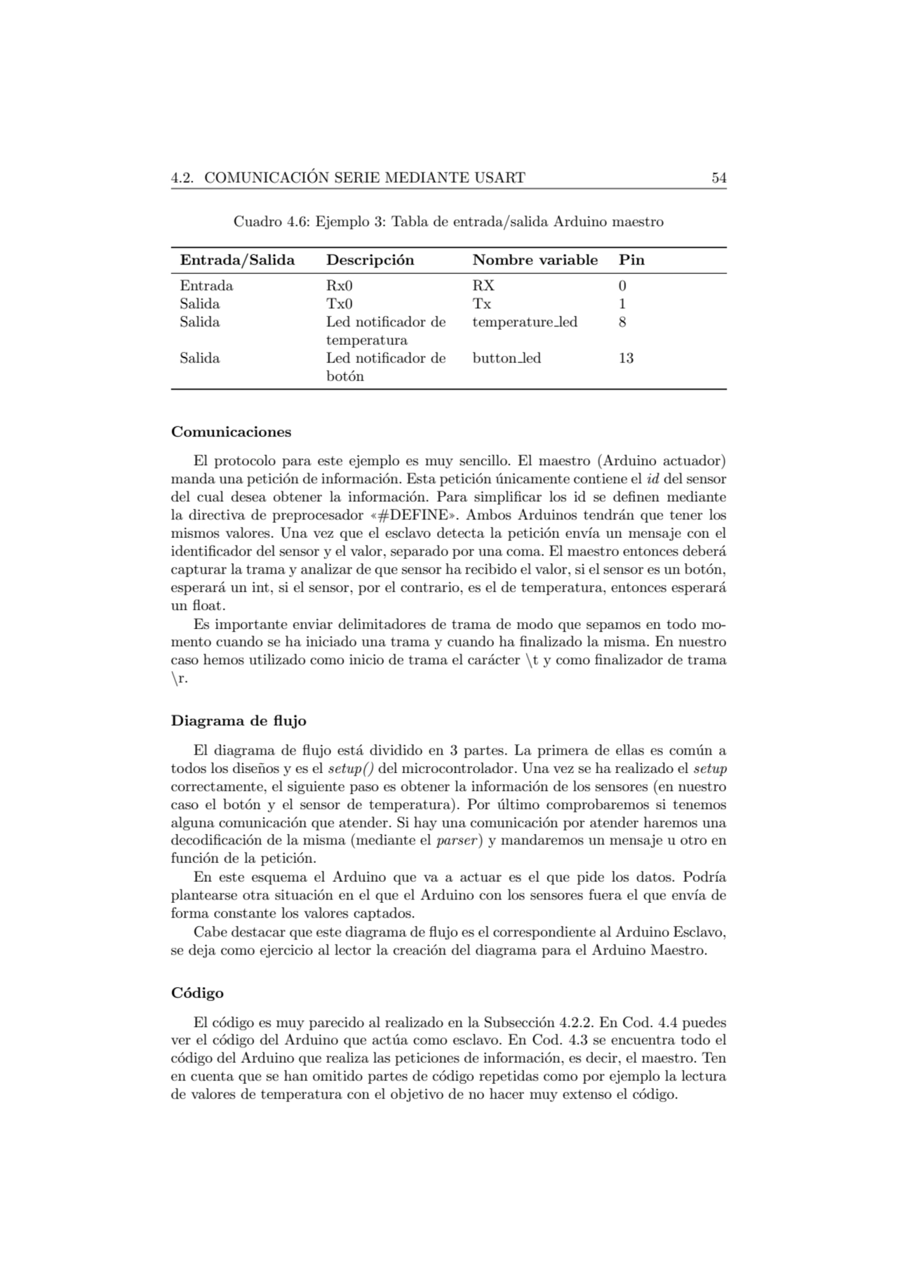 4.2. COMUNICACION SERIE MEDIANTE USART 54 ´
Cuadro 4.6: Ejemplo 3: Tabla de entrada/salida Arduino…