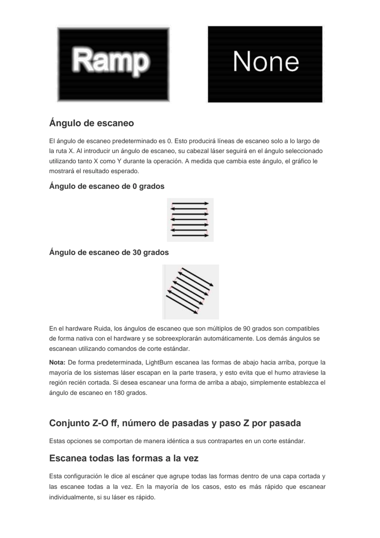 Ángulo de escaneo
El ángulo de escaneo predeterminado es 0. Esto producirá líneas de escaneo solo …