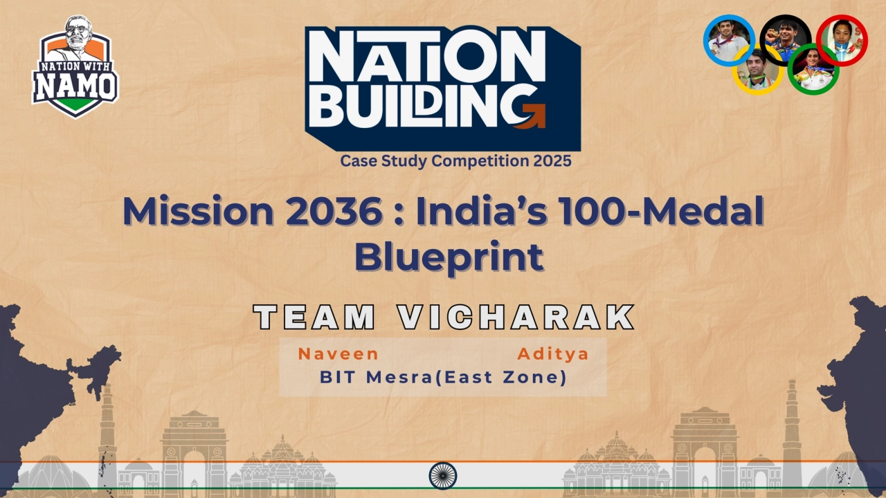 Case Study Competition 2025
Mission 2036 : India’s 100-Medal
Blueprint
T E A M V I C H A R A K
…