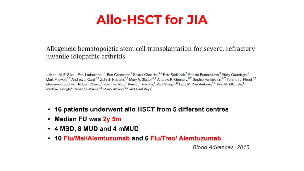 Allo-HSCT for JIA
• Most common cancer in children & most common cause of death 
< 20 years of ag…