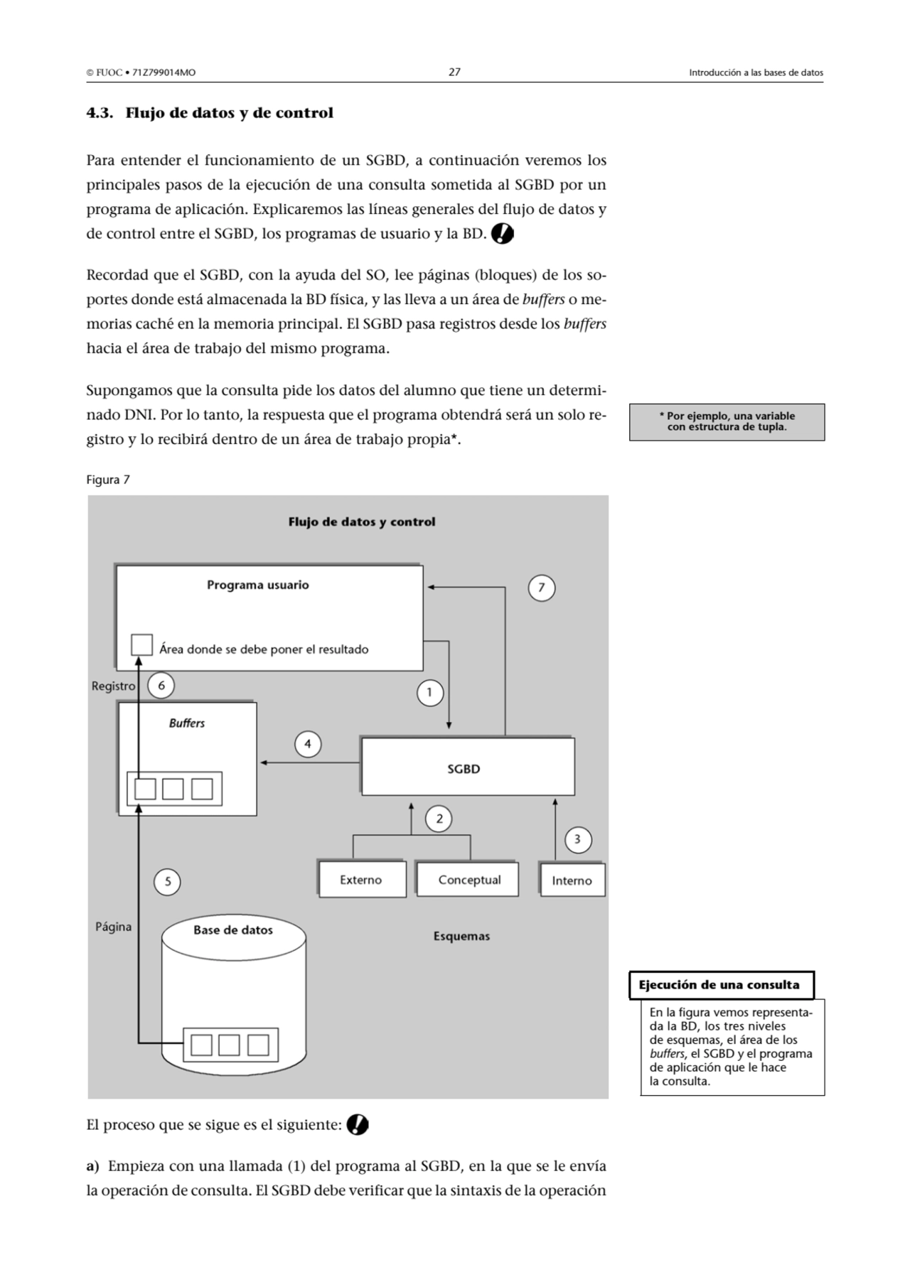  FUOC • 71Z799014MO 27 Introducción a las bases de datos
4.3. Flujo de datos y de control
Para e…