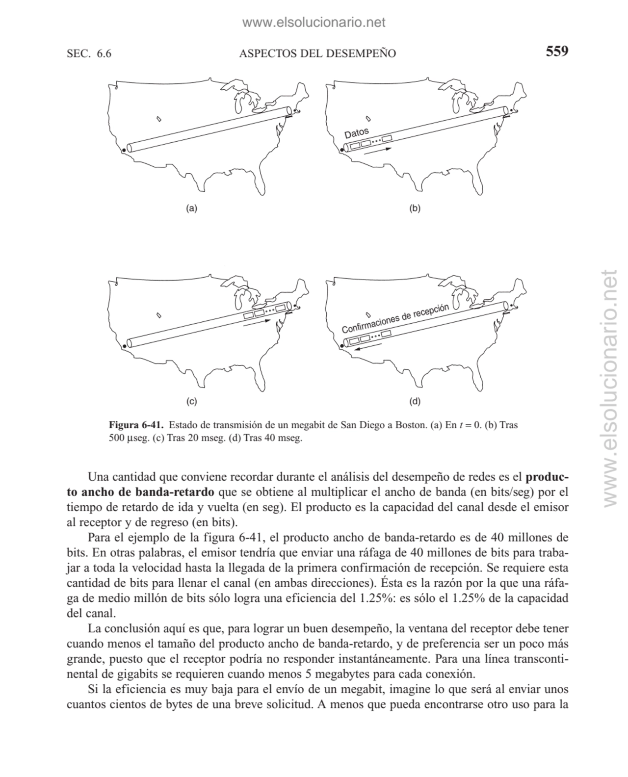 SEC. 6.6 ASPECTOS DEL DESEMPEÑO 559
Figura 6-41. Estado de transmisión de un megabit de San Diego …