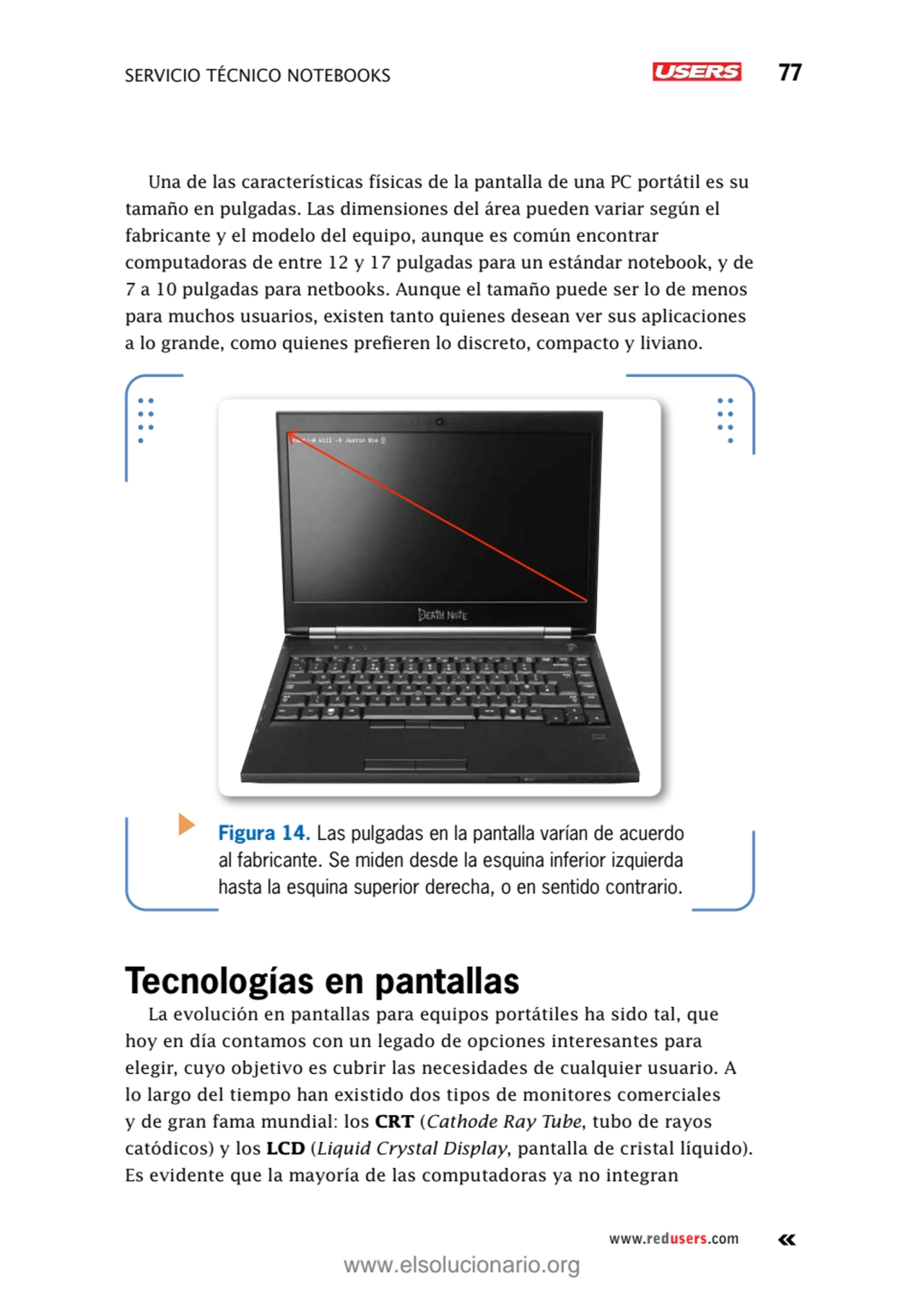 SERVICIO TÉCNICO NOTEBOOKS 77
www.redusers.com
Una de las características físicas de la pantalla …