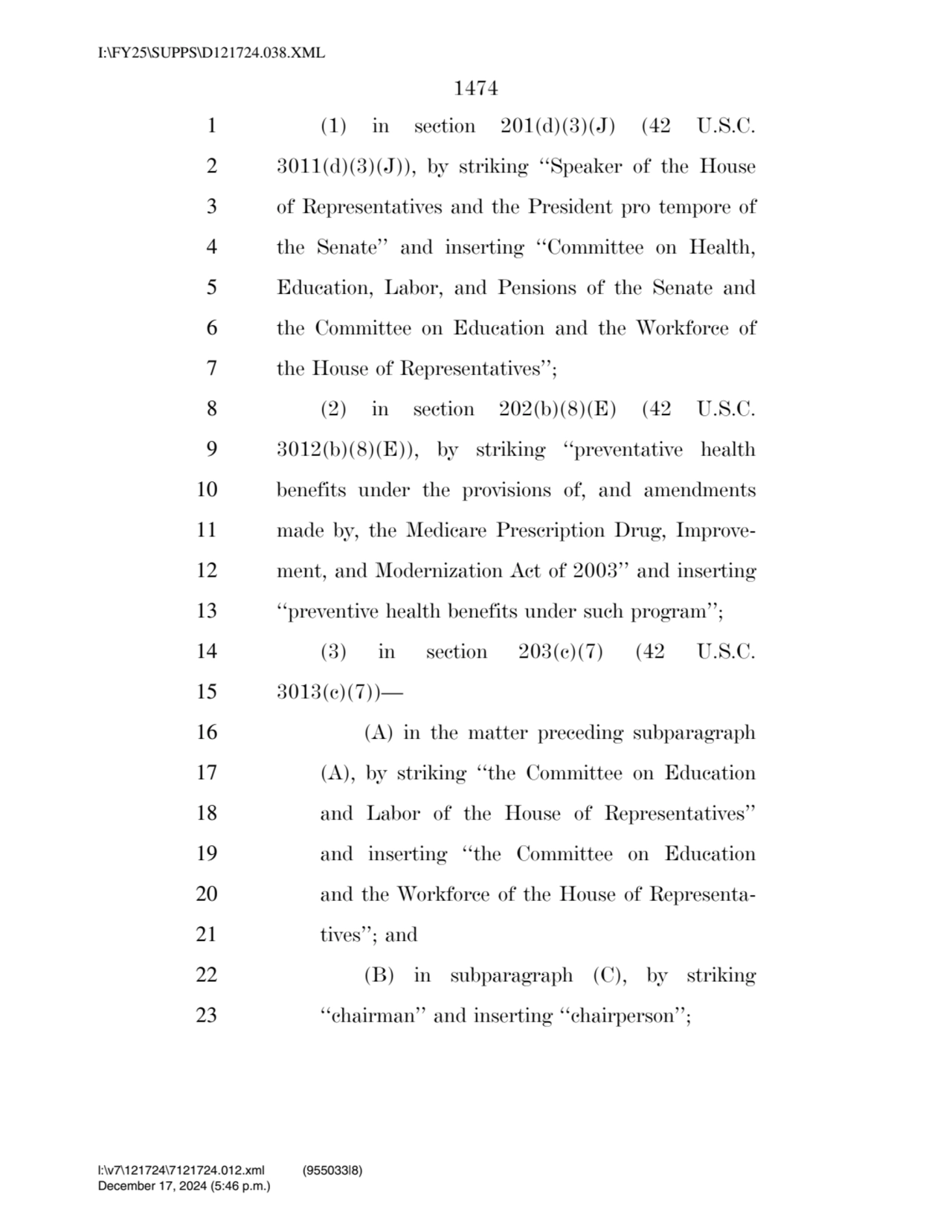 1474 
1 (1) in section 201(d)(3)(J) (42 U.S.C. 
2 3011(d)(3)(J)), by striking ‘‘Speaker of the Ho…